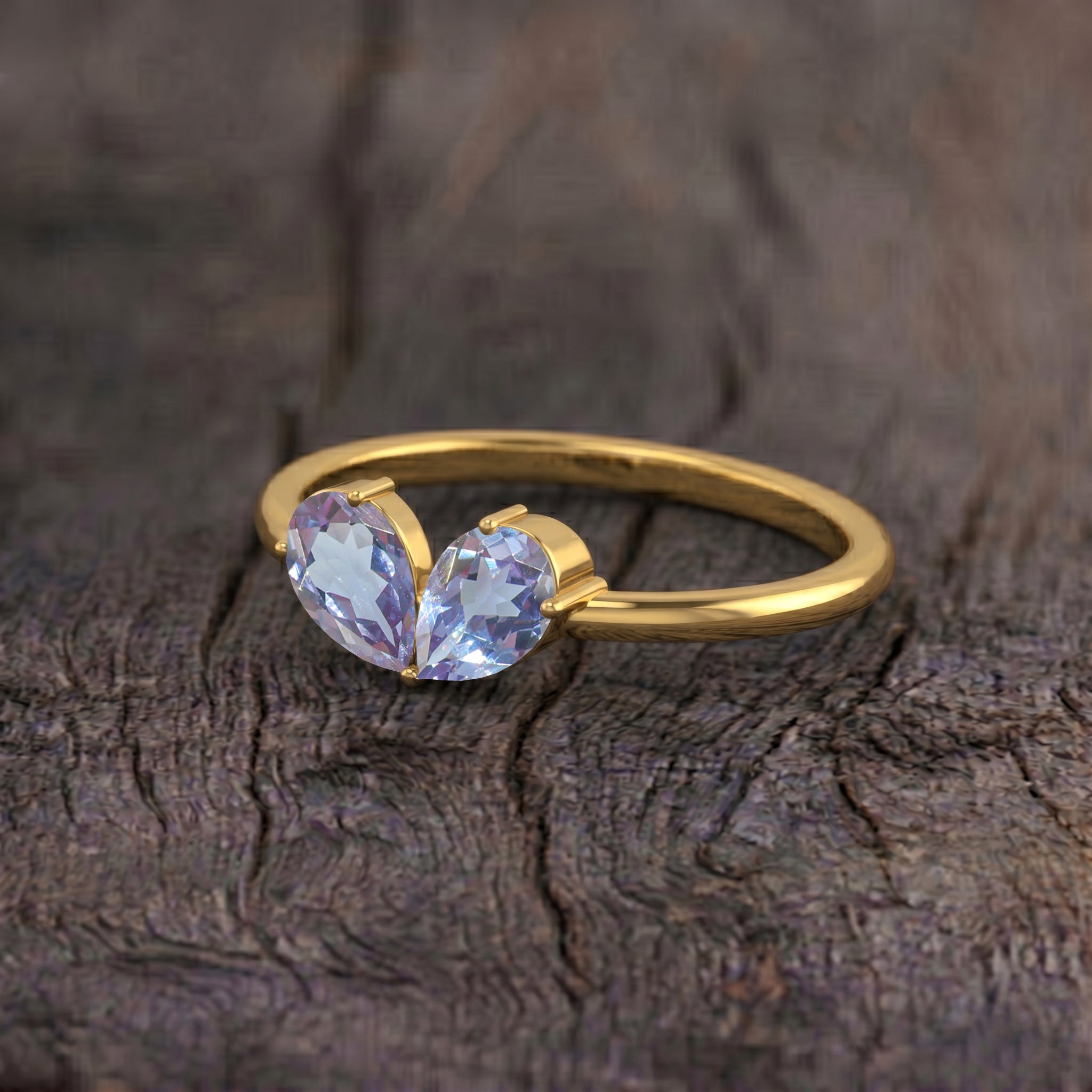 Vintage Alexandrite Pear Engagement Ring in Handcrafted Sterling Silver Promise Ring for Women