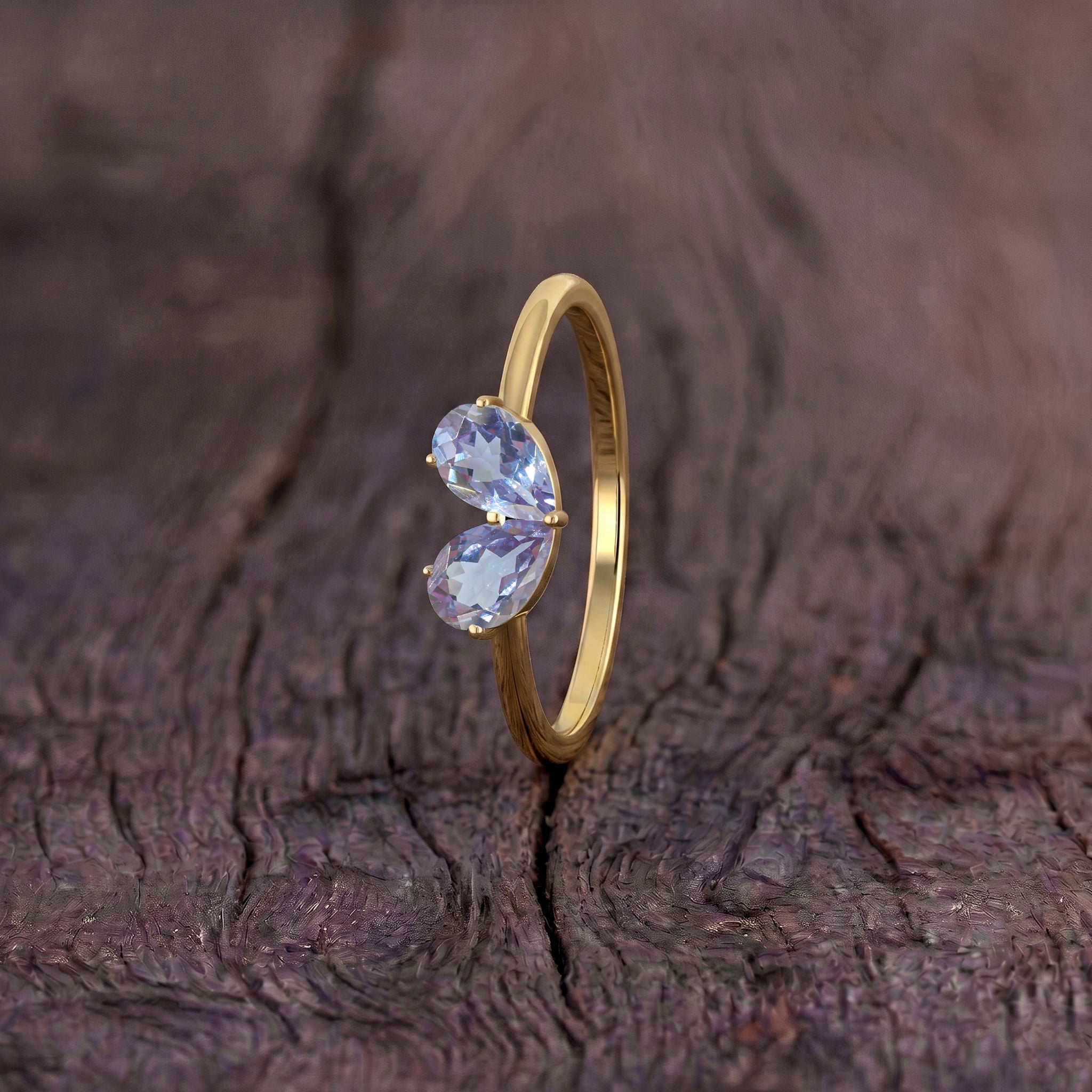 Vintage Alexandrite Pear Engagement Ring in Handcrafted Sterling Silver Promise Ring for Women