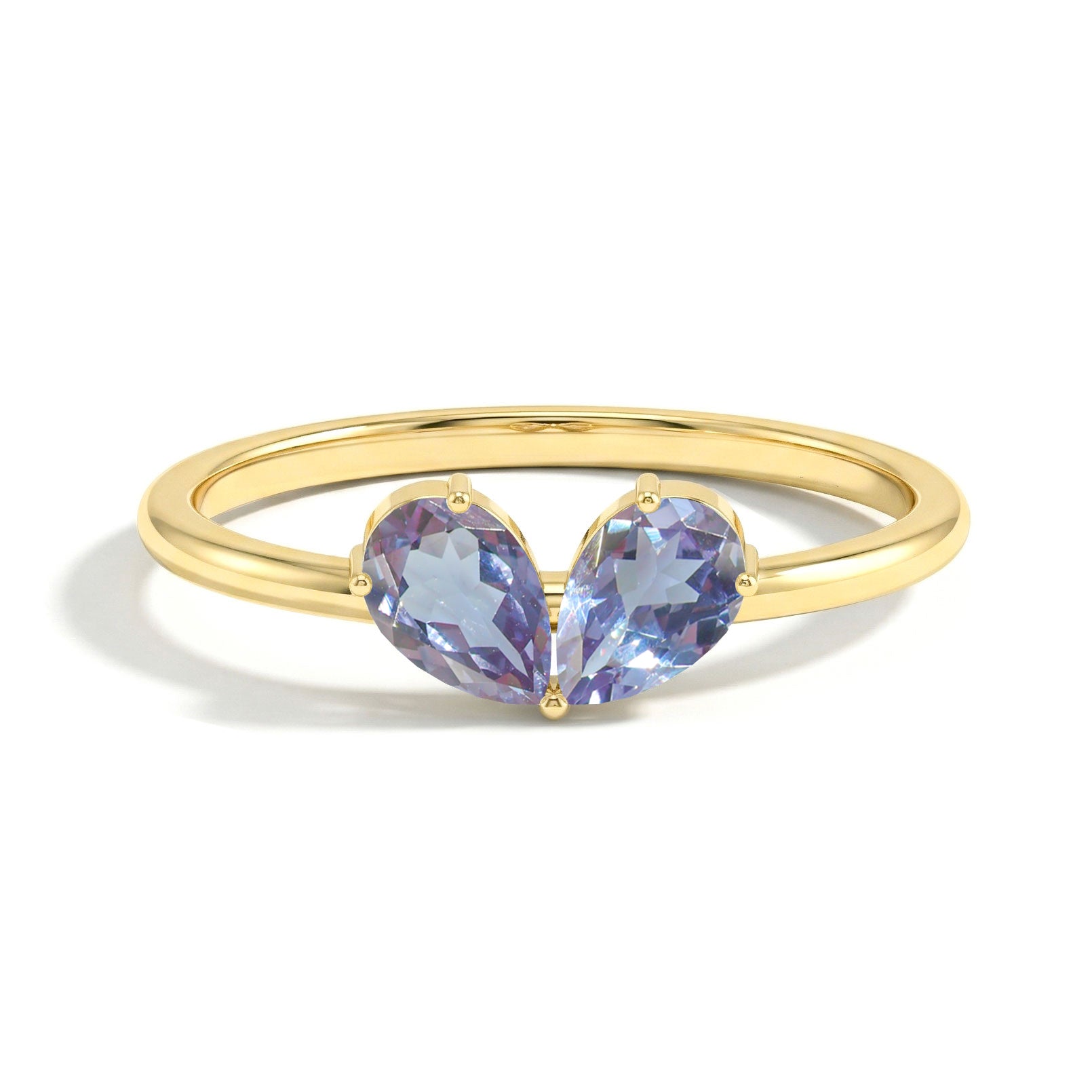 Vintage Alexandrite Pear Engagement Ring in Handcrafted Sterling Silver Promise Ring for Women