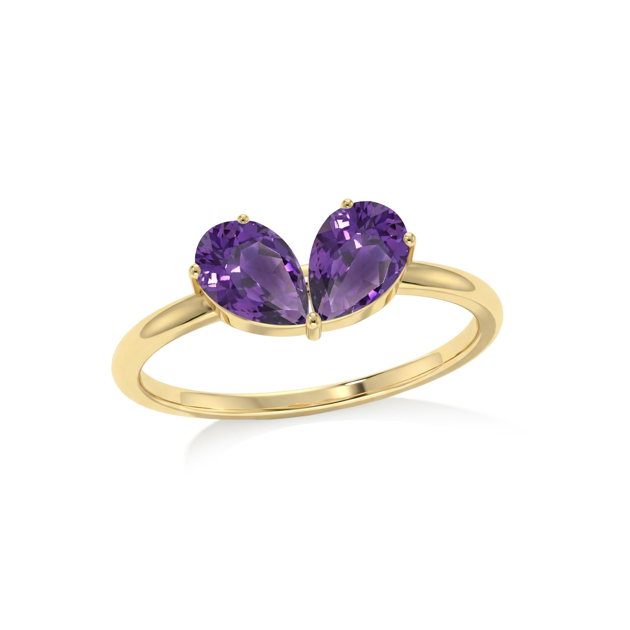 Pear Amethyst engagement ring handcrafted in 925 sterling silver with elegant February birthstone design