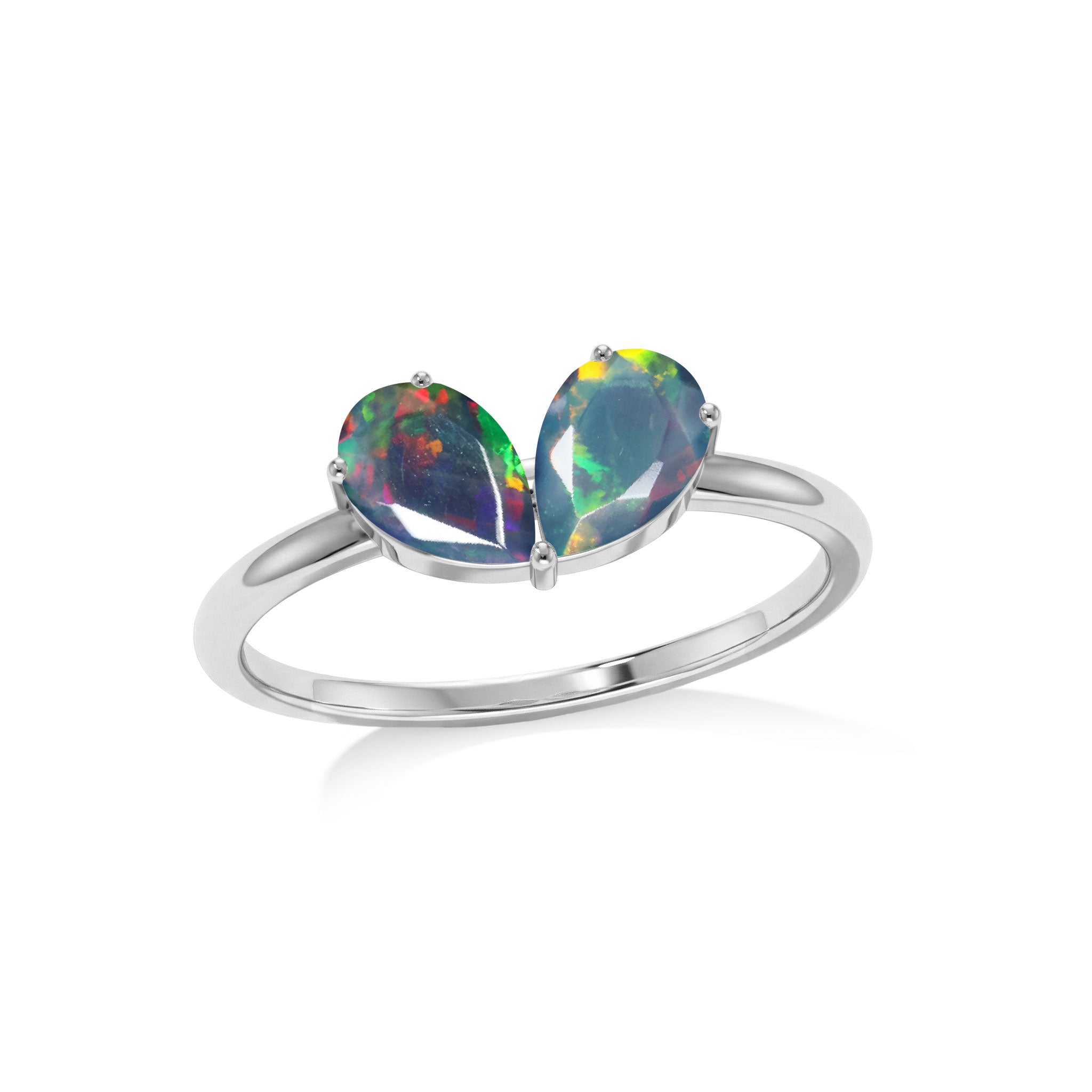 Natural Black Onyx Ring for Women Pear Cut in 925 Sterling Silver and Yellow Gold Filled