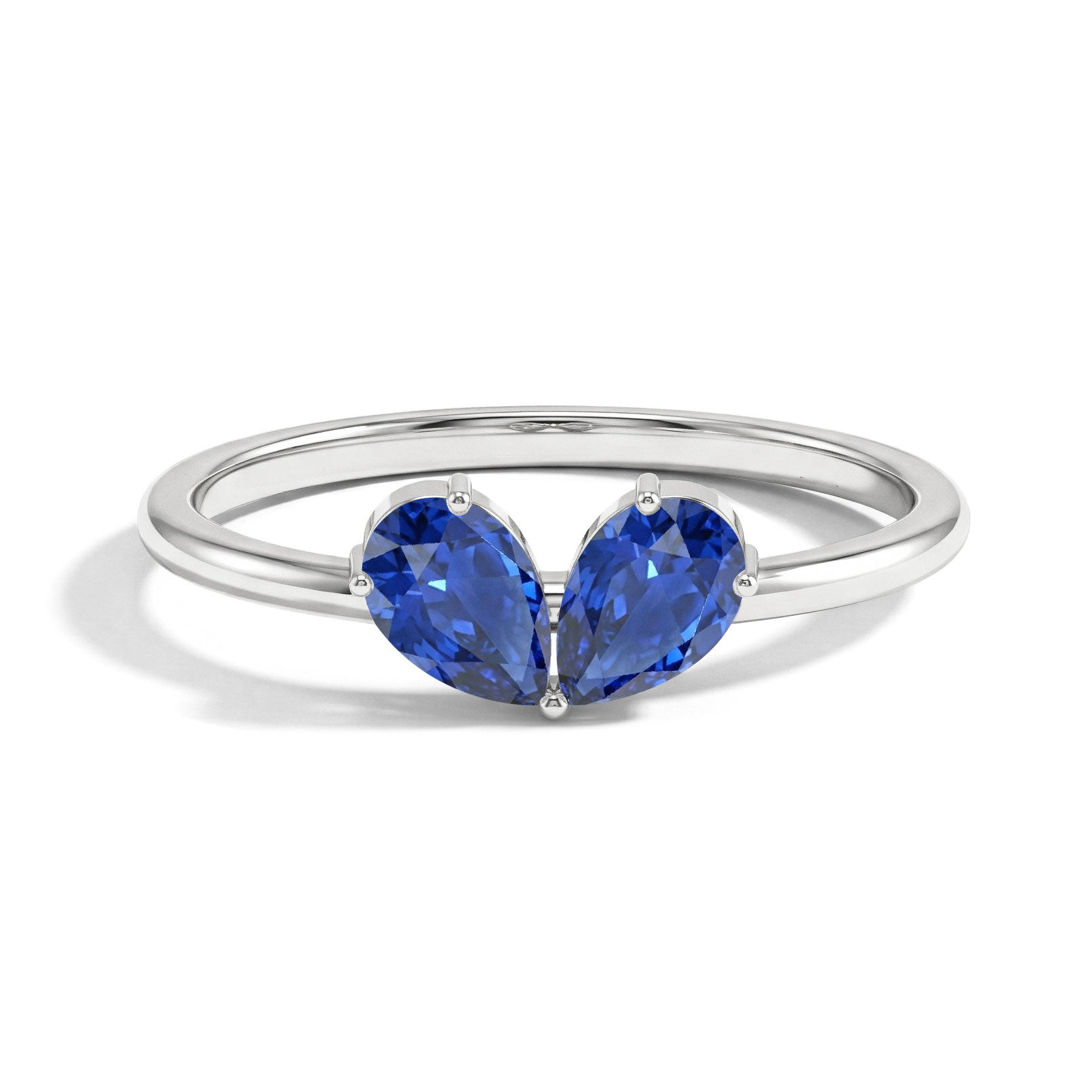 Blue Sapphire Pear Shaped Engagement Ring for Women in 925 Sterling Silver