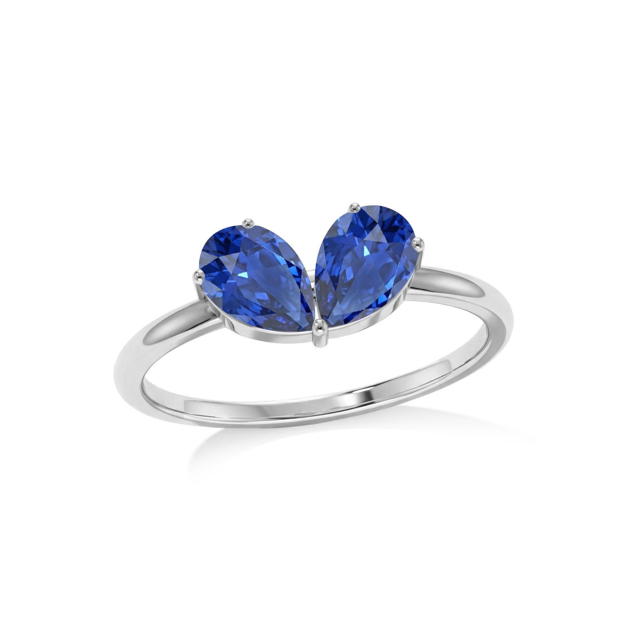Blue Sapphire Pear Shaped Engagement Ring for Women in 925 Sterling Silver