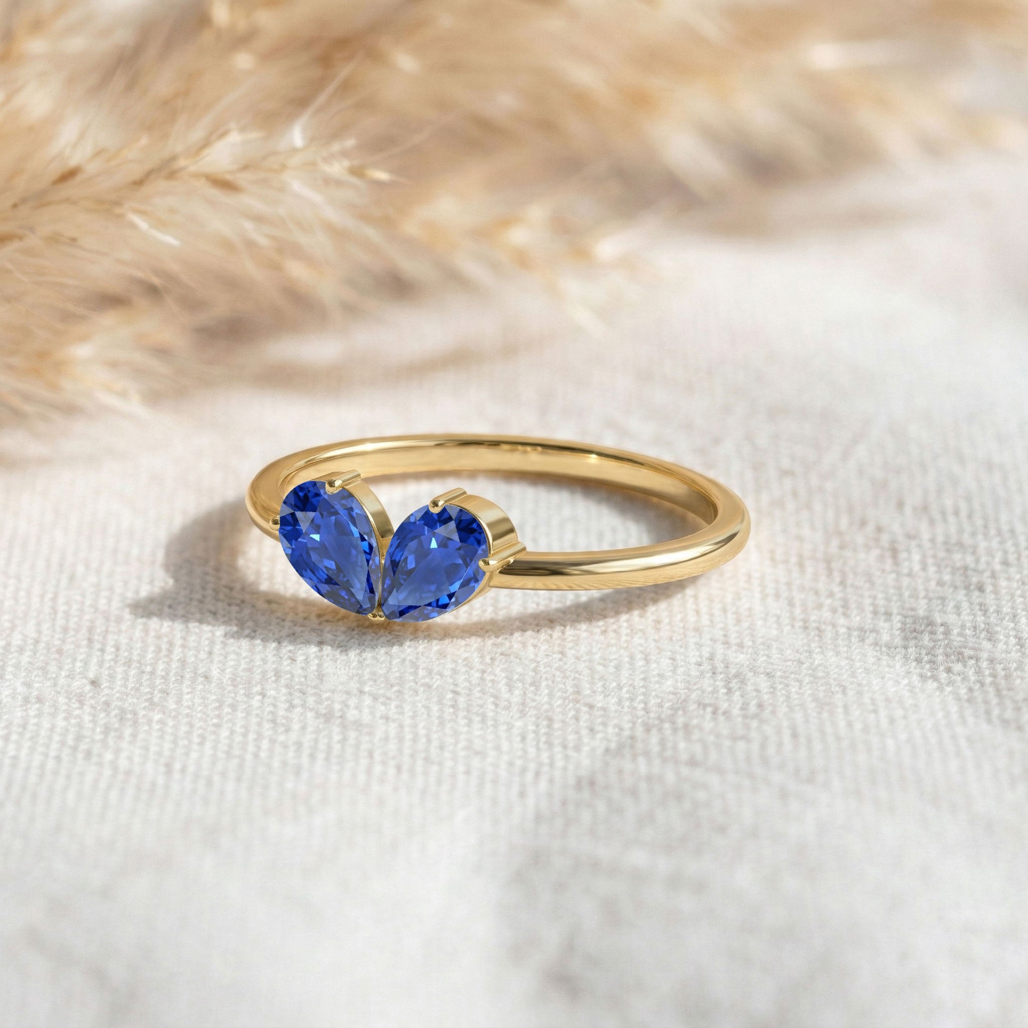Blue Sapphire Pear Shaped Engagement Ring for Women in 925 Sterling Silver