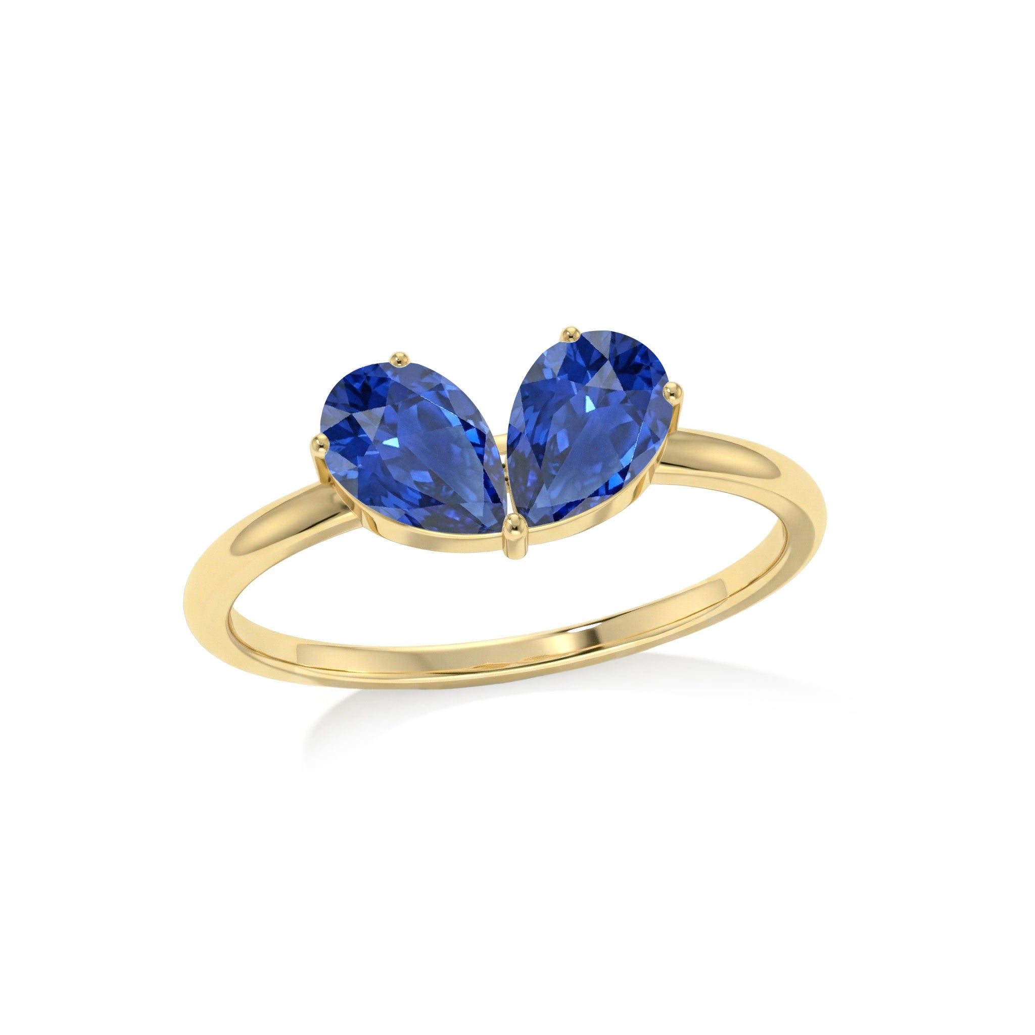 Blue Sapphire Pear Shaped Engagement Ring for Women in 925 Sterling Silver