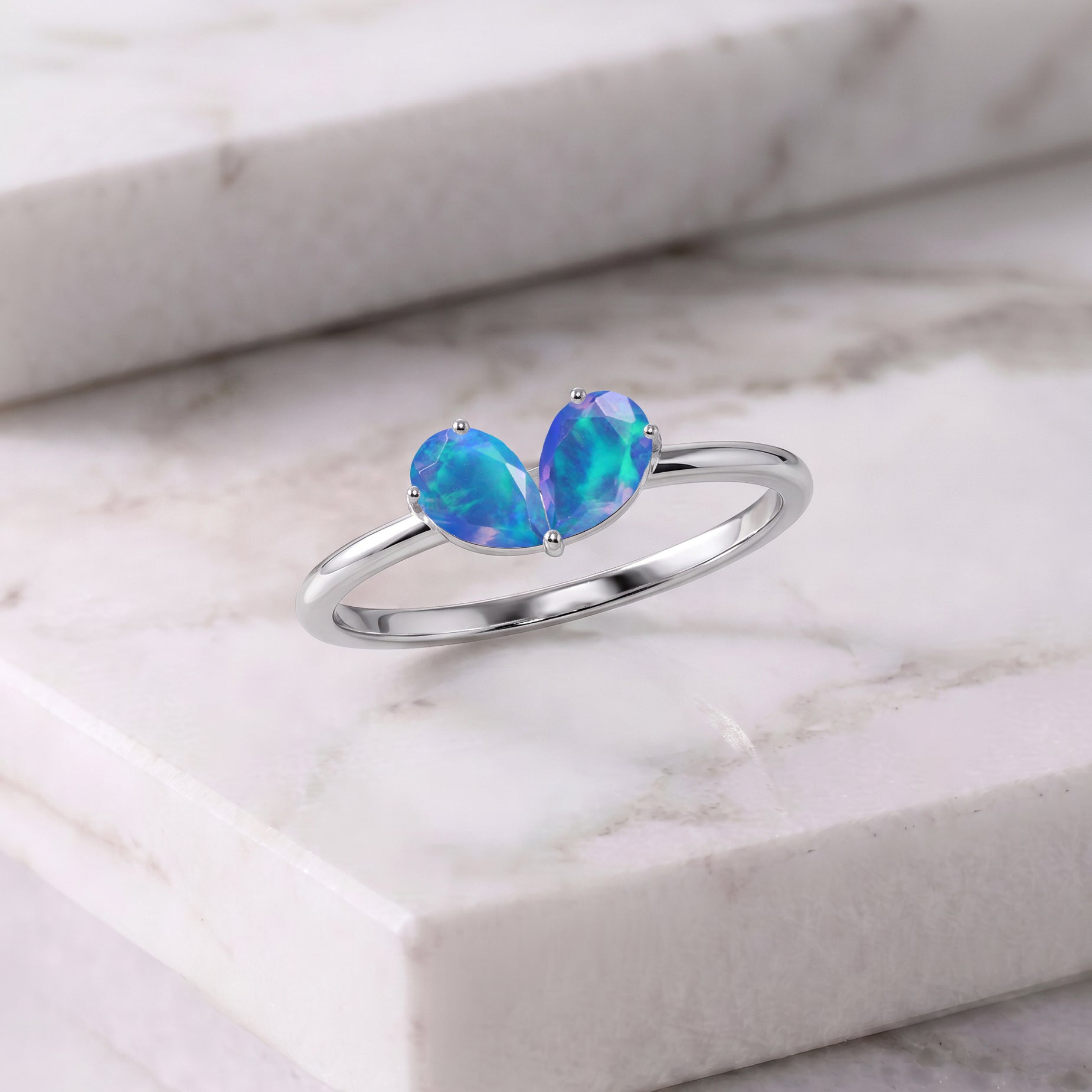 blue pear cut ring
blue opal anniversary ring
unique October birthstone gift
birthstone gift for girlfriend
pear cut anniversary ring
October birthstone ring