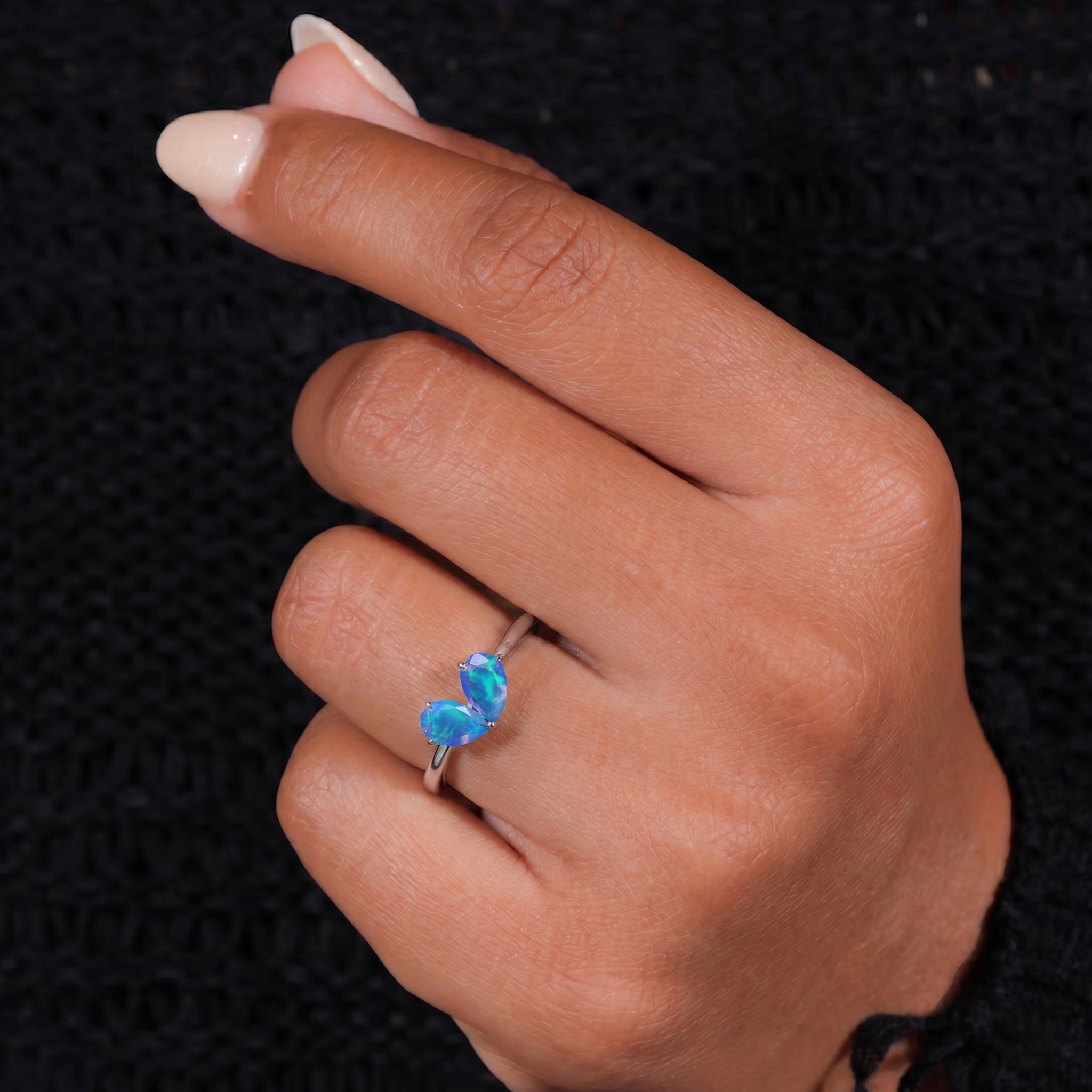 boho style engagement ring
blue teardrop engagement ring
delicate water drop ring
water drop silver jewelry
boho blue opal ring
delicate silver jewelry piece