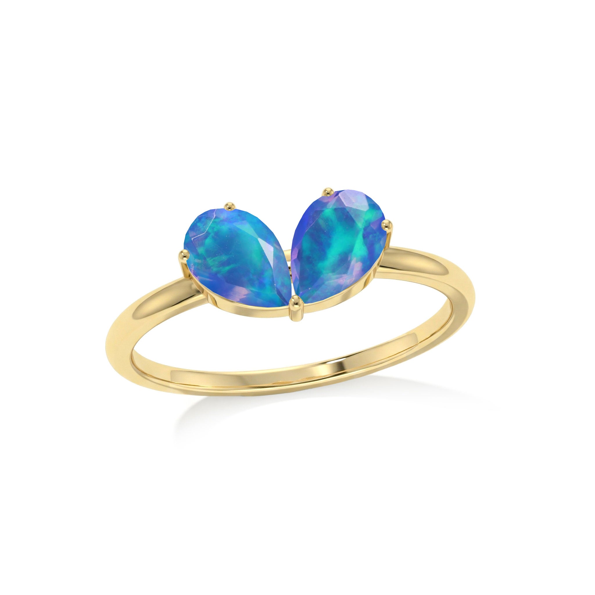 faceted blue pear cut opal
blue pear cut opal ring
bright sterling silver ring
crown prong setting ring
faceted opal ring
blue opal crown setting