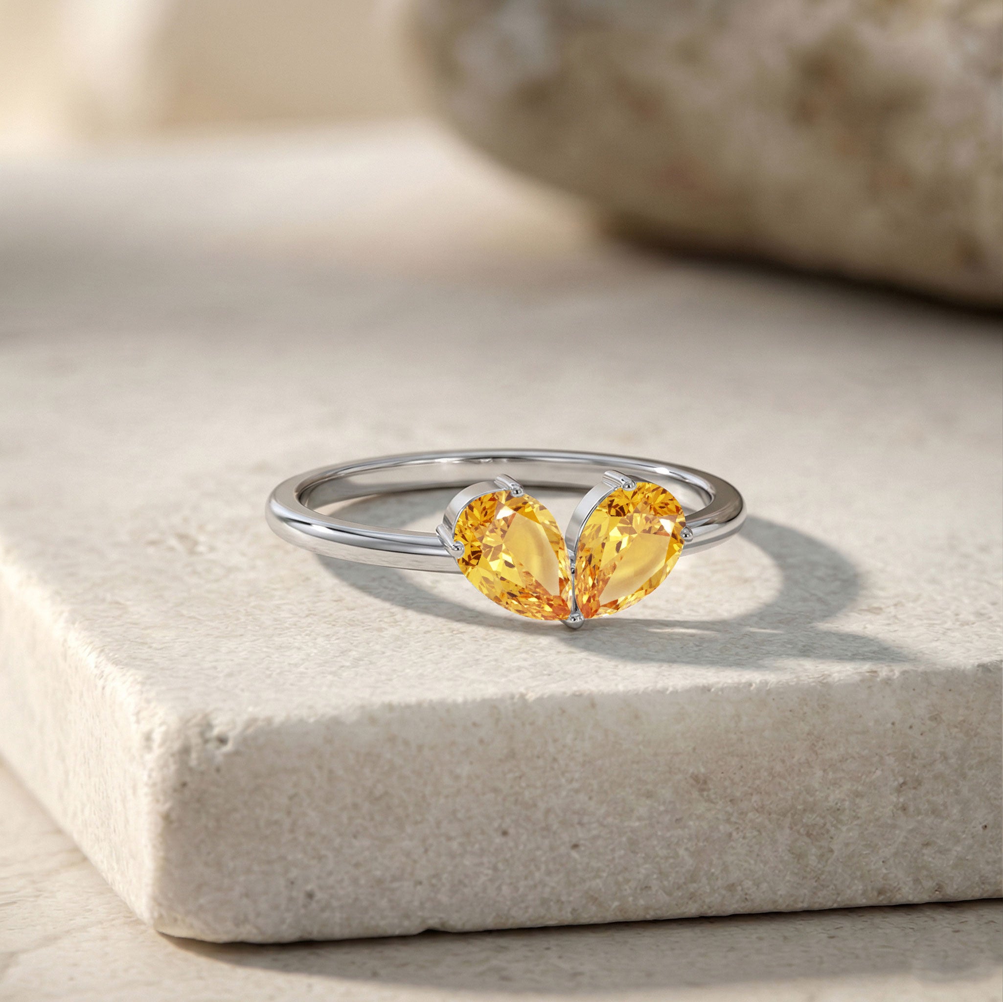 Pear Citrine Ring, Citrine Jewelry for Women, Handmade Sterling Silver Ring, November Birthstone Jewelry, Elegant Ring, Gemstone Gift, Women's Jewelry