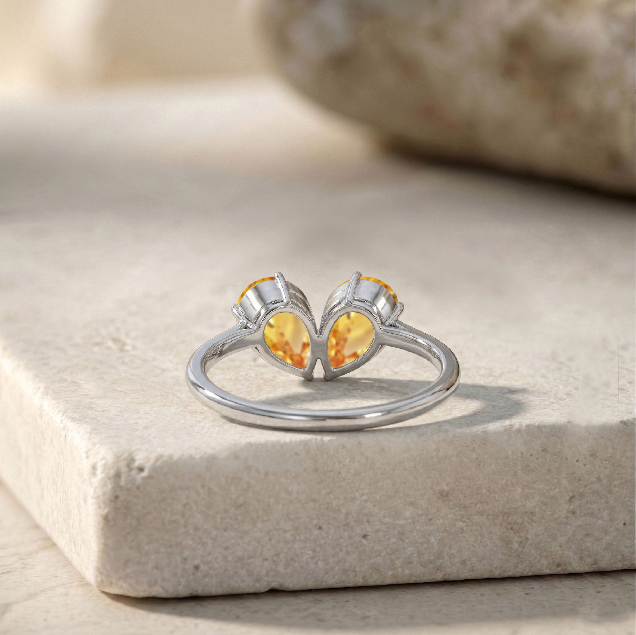 Citrine Ring for Women, Pear Stone Ring, Sterling Silver Jewelry, Everyday Ring, Handmade Fine Jewelry, Birthstone Gift, Elegant Ring