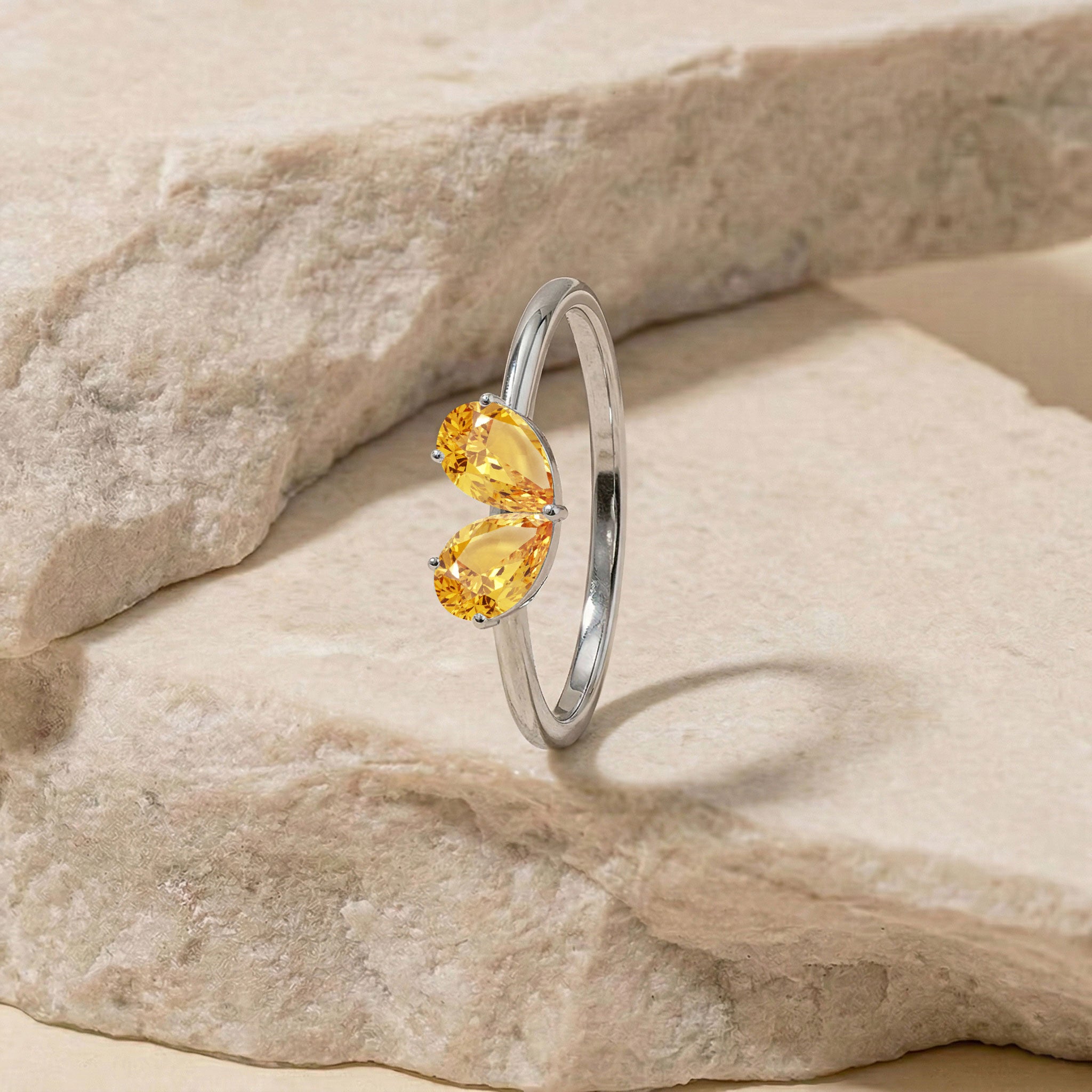 Citrine Birthstone Jewelry, Pear Cut Gemstone Ring, Sterling Silver Ring, Handmade Gift, Dainty Jewelry, Elegant Women's Ring, Fine Jewelry