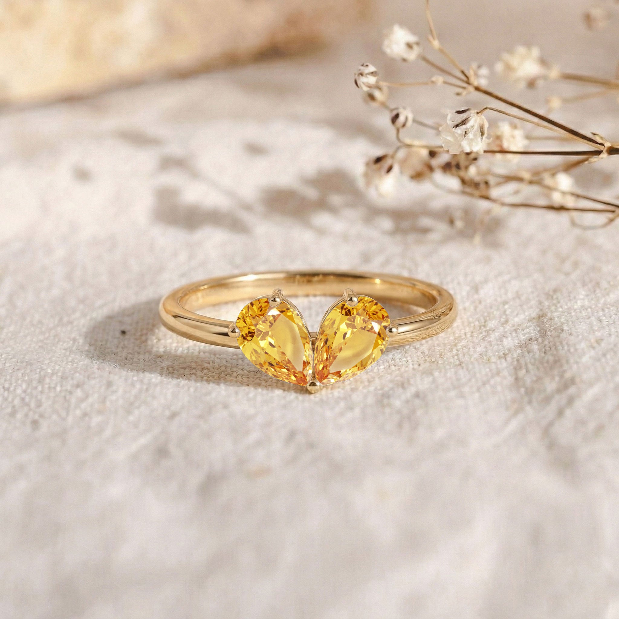 Citrine Gift for Her, Pear Gemstone Jewelry, Sterling Silver Ring, Handmade Jewelry, Elegant Ring, Women's Accessories, Fine Jewelry