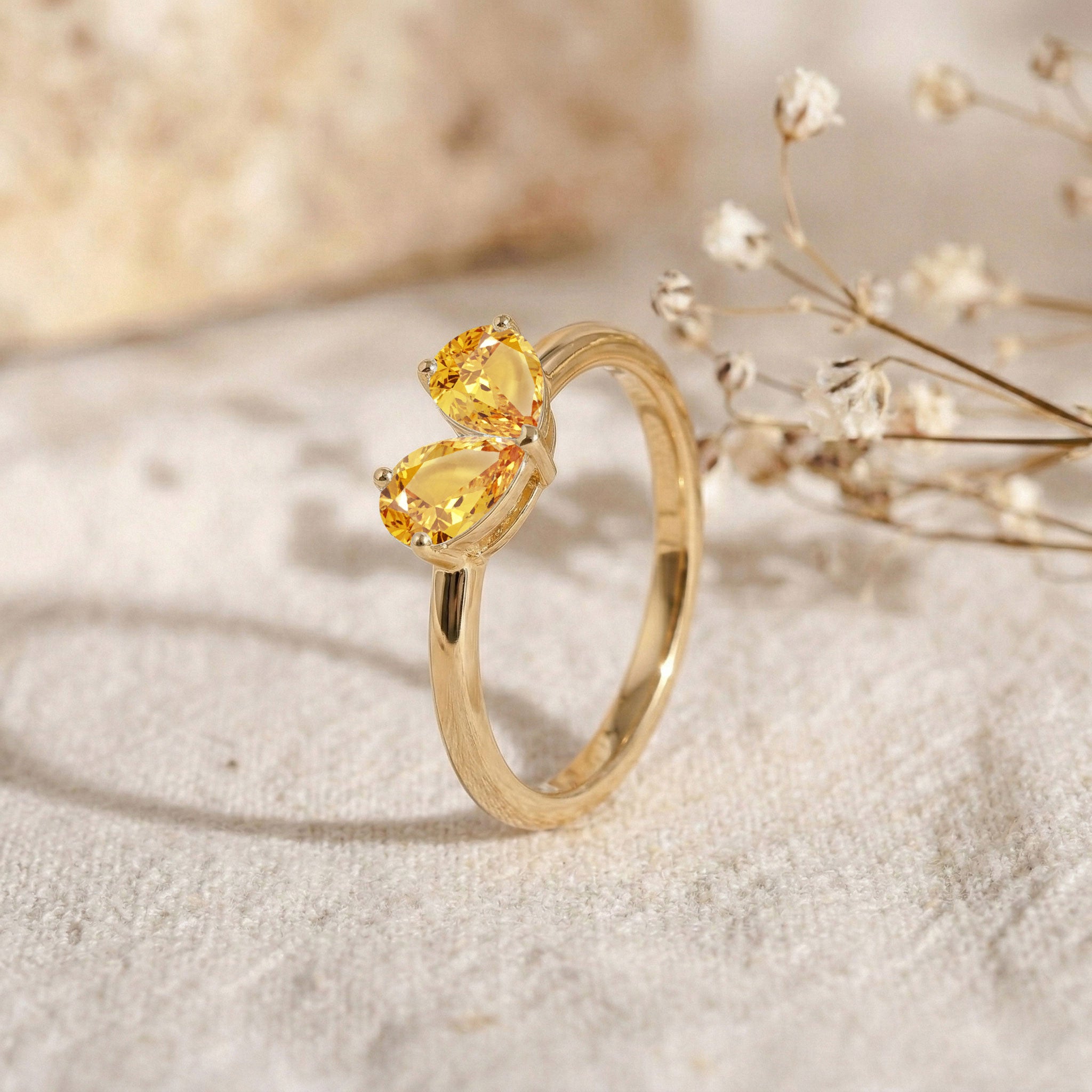Natural Citrine Pear Jewelry, Sterling Silver Promise Ring, Handmade Gemstone Ring, Women's Jewelry, Elegant Gift, Fine Ring, Birthstone Jewelry