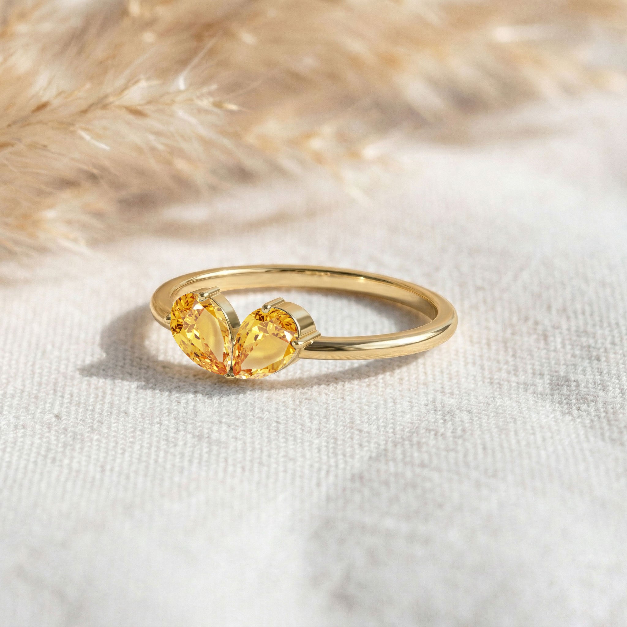 Natural Citrine Fine Jewelry, Pear Gemstone Ring, Sterling Silver Ring, Handmade Ring, Women's Jewelry, Dainty Gift, Anniversary Ring