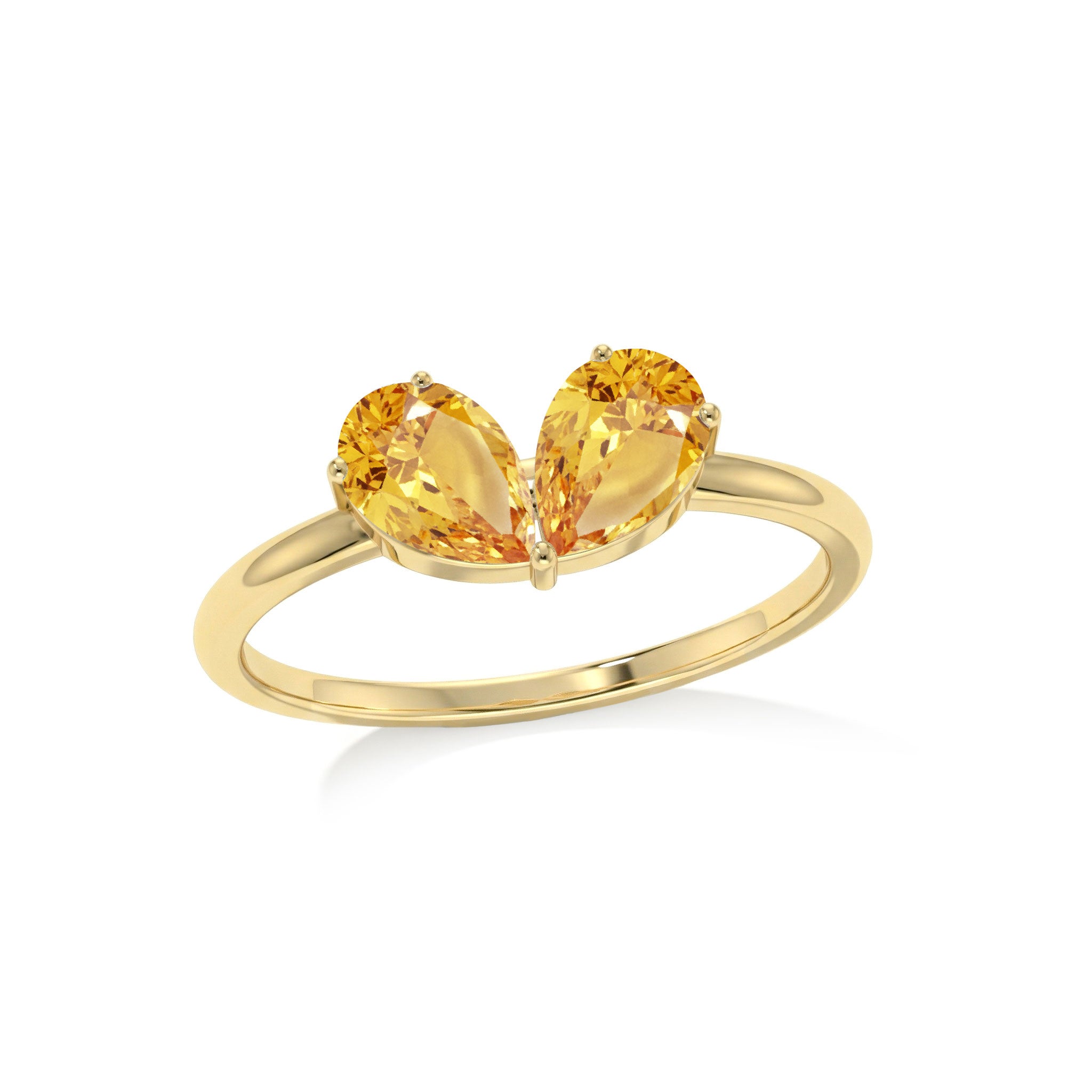 Handcrafted Citrine Ring, Pear Gemstone Jewelry, Sterling Silver Ring, Fine Jewelry for Women, Everyday Ring, Luxury Gift, Birthstone Ring