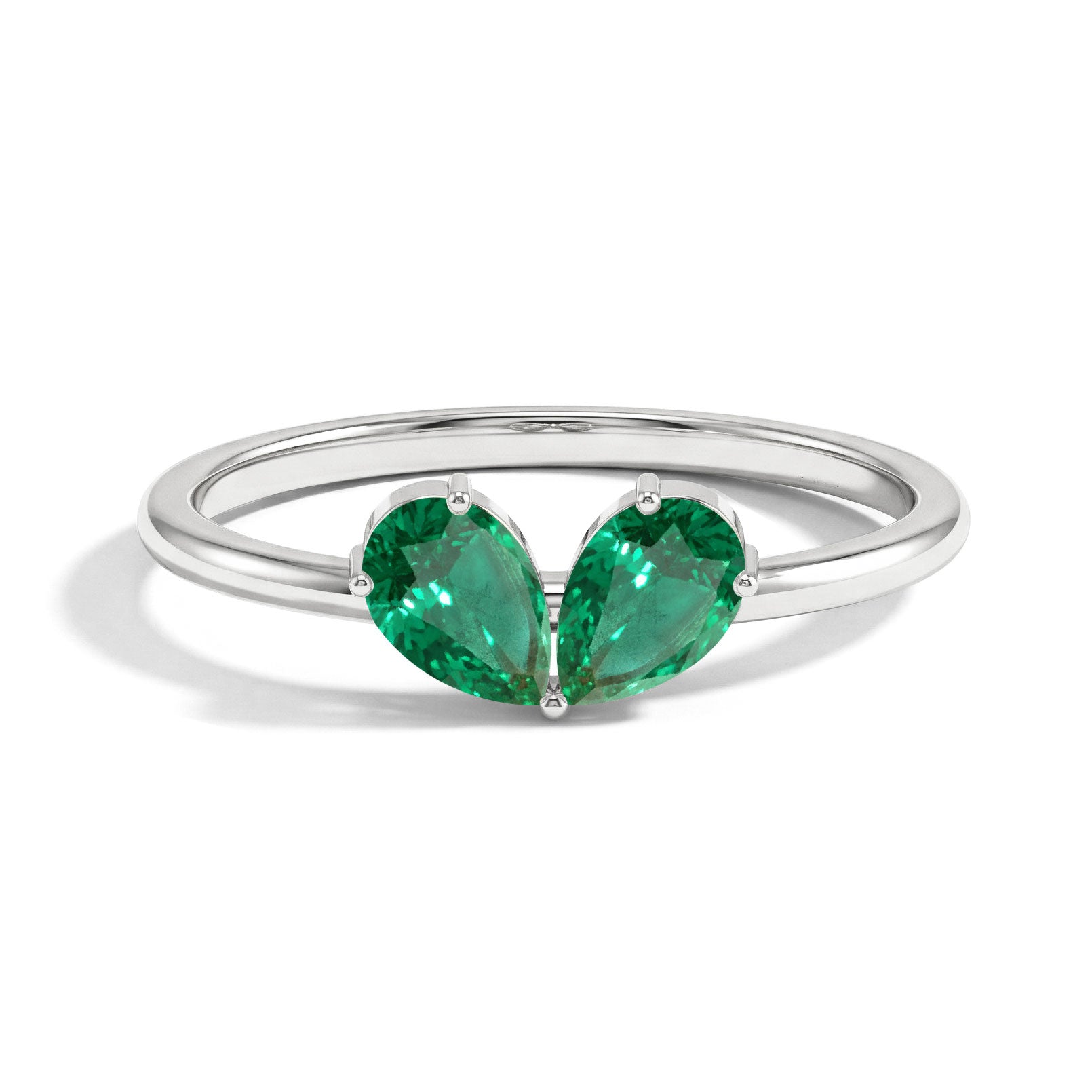 Emerald Gemstone Pear Shpaed Ring for her in 925 Sterling Silver and Yellow Gold Filled