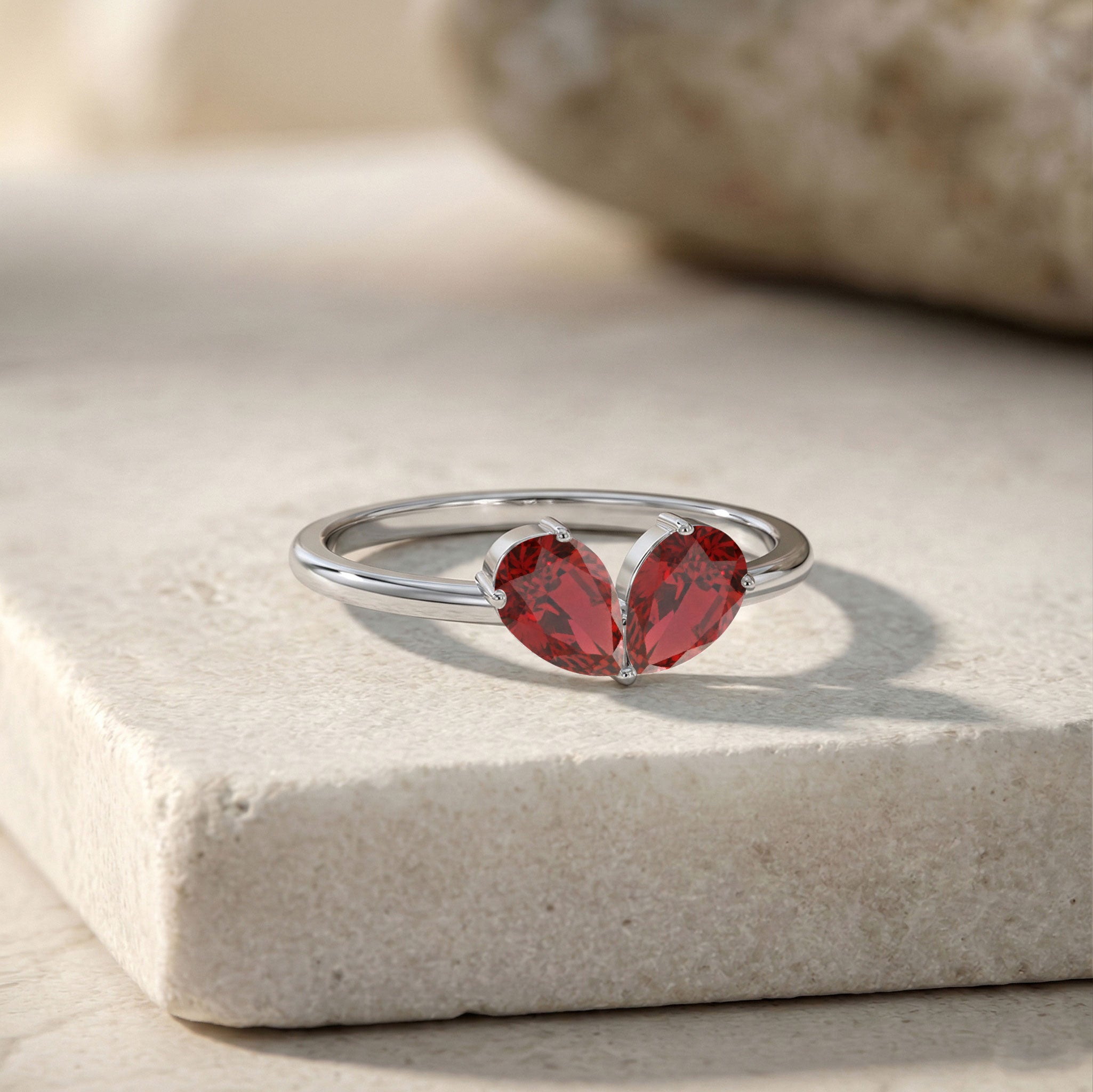 Natural Garnet Jewelry, Pear Gemstone Ring, Sterling Silver Ring, Dainty Jewelry, Birthday Gift, Handmade Ring, Elegant Jewelry