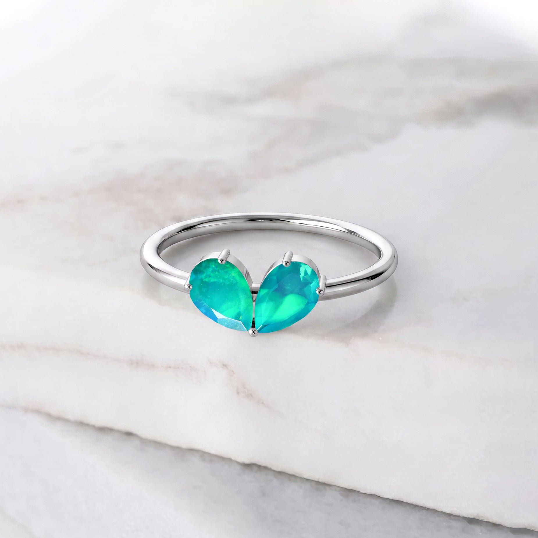 Handmade Green Opal Ring, Pear Cut Jewelry, Sterling Silver Ring, Gold Filled Jewelry, Minimalist Ring, Birthday Gift, Fine Jewelry