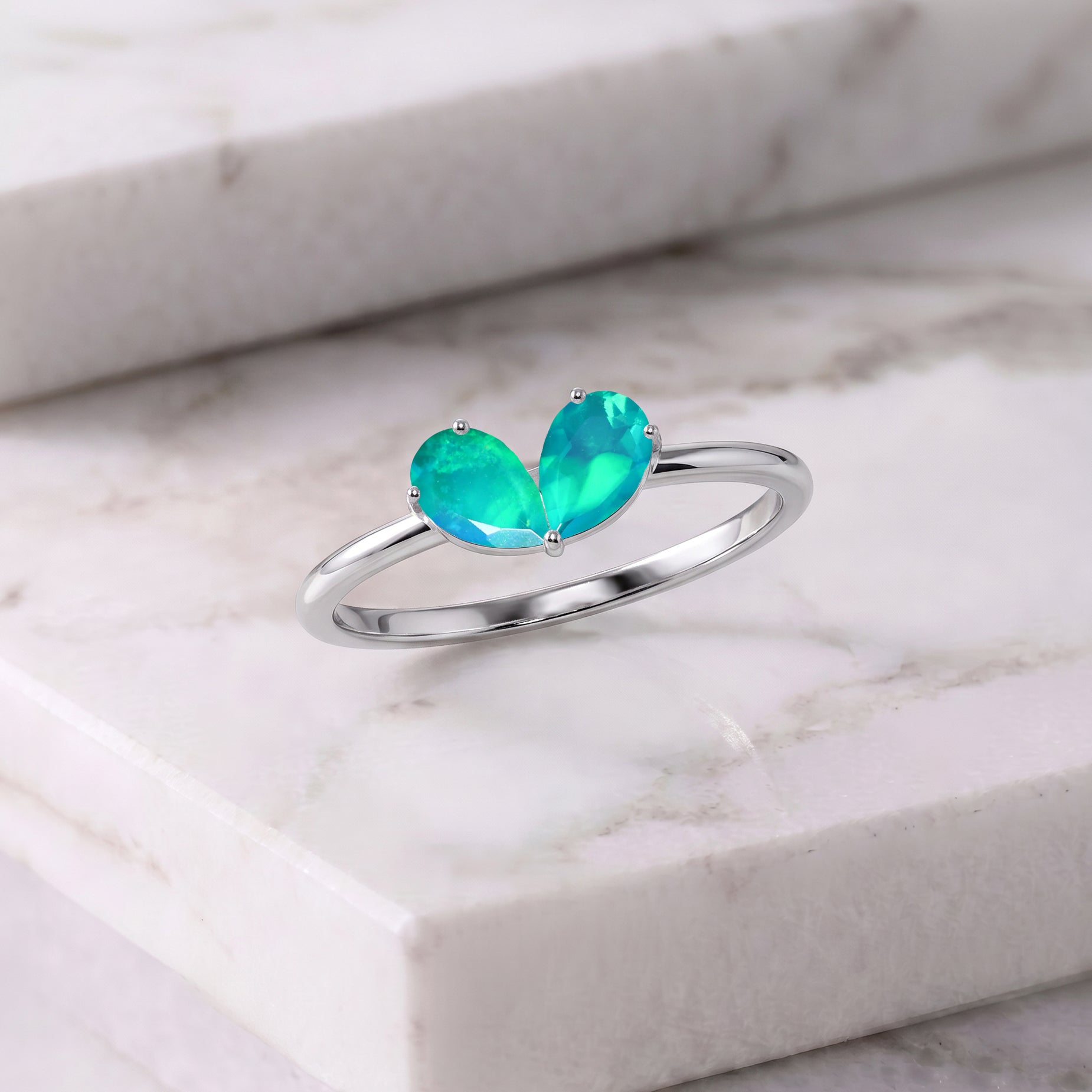 Natural Green Gemstone Ring, Pear Stone Jewelry, Handmade Sterling Silver Ring, Gold Filled Jewelry, Fashion Ring, Anniversary Gift, Elegant Jewelry