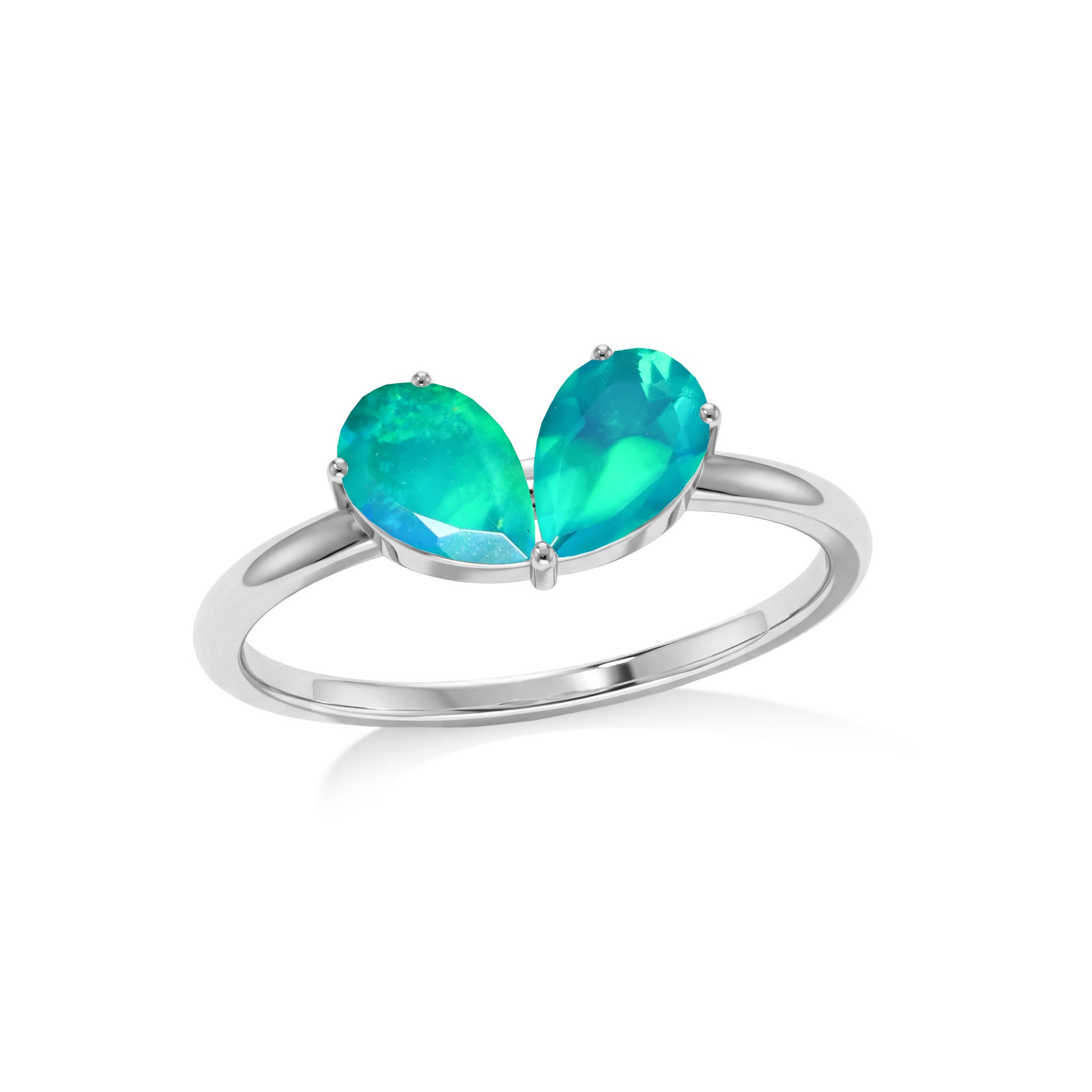 Green Opal Bridal Ring, Pear Gemstone Jewelry, Handmade Sterling Silver Ring, Gold Filled Jewelry, Elegant Ring, Anniversary Jewelry, Fine Jewelry