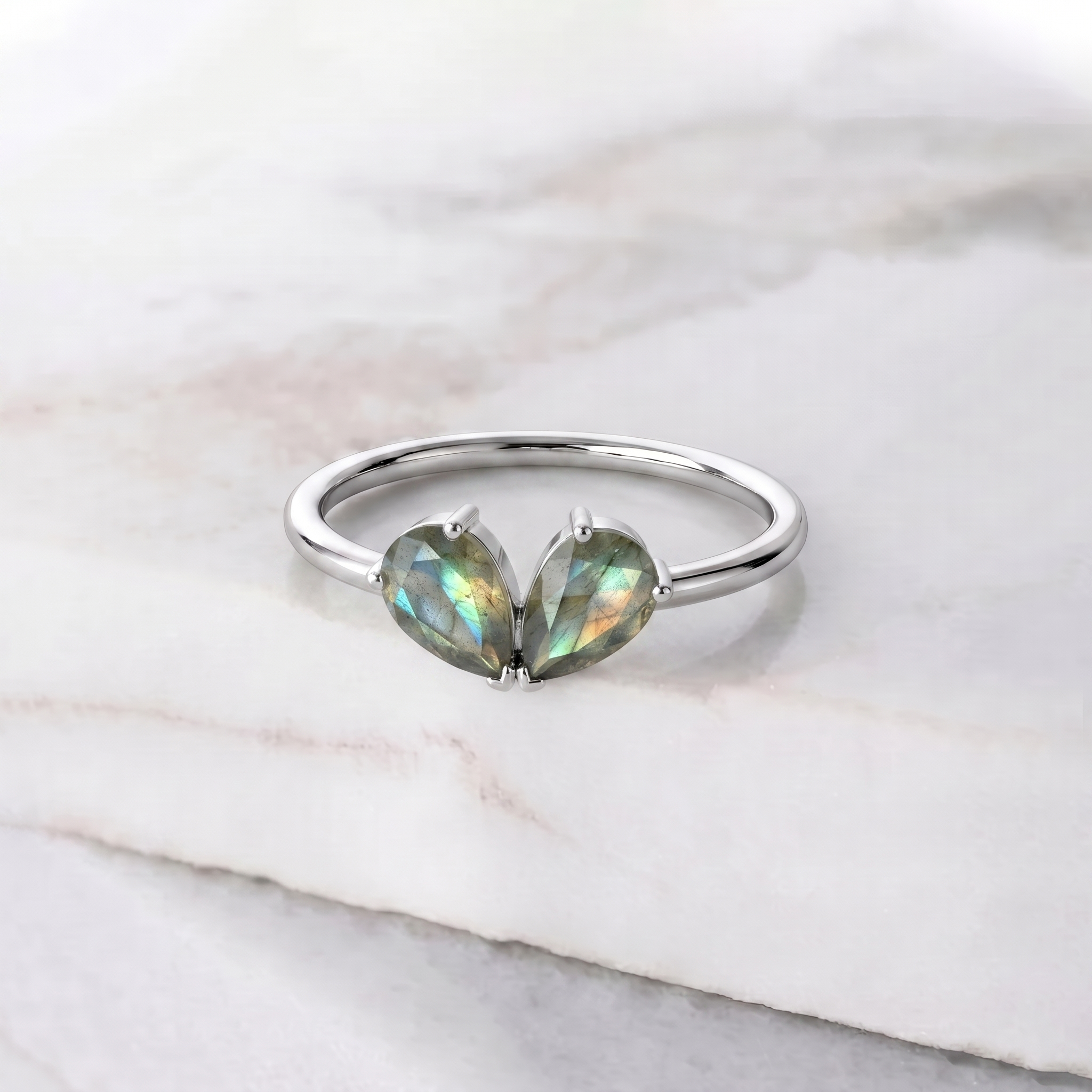 Labradorite Statement Ring, Blue Flash Gemstone Ring, Handmade Silver Ring, Pear Cut Jewelry, Gift for Women, Everyday Ring, Artisan Ring