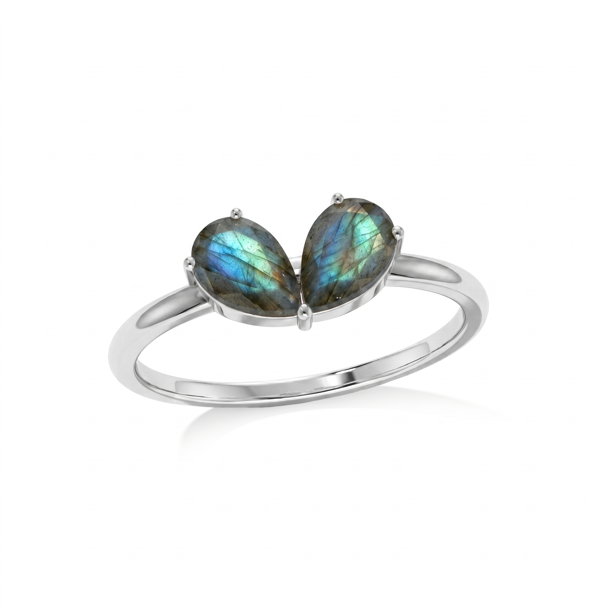 Pear Cut Natural Labradorite Ring, Sterling Silver Handmade Jewelry, Blue Flash Gemstone, Women's Fine Ring, Unique Gift for Her, Everyday Jewelry, Crystal Ring