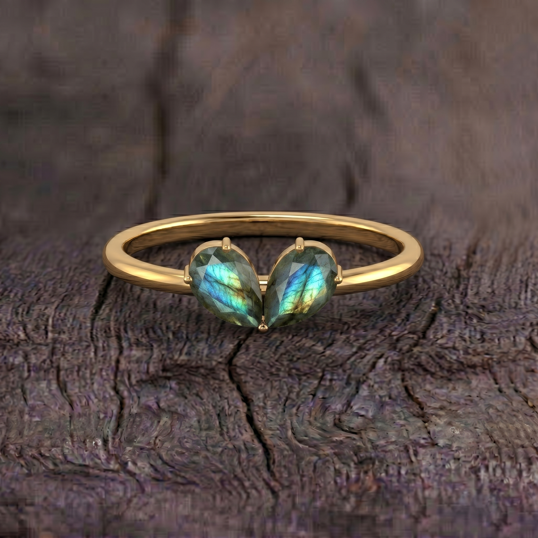 Handmade Labradorite Ring, Pear Cut Crystal Ring, Blue Flash Stone, Sterling Silver Ring, Jewelry Gift for Her, Women's Ring, Natural Gemstone
