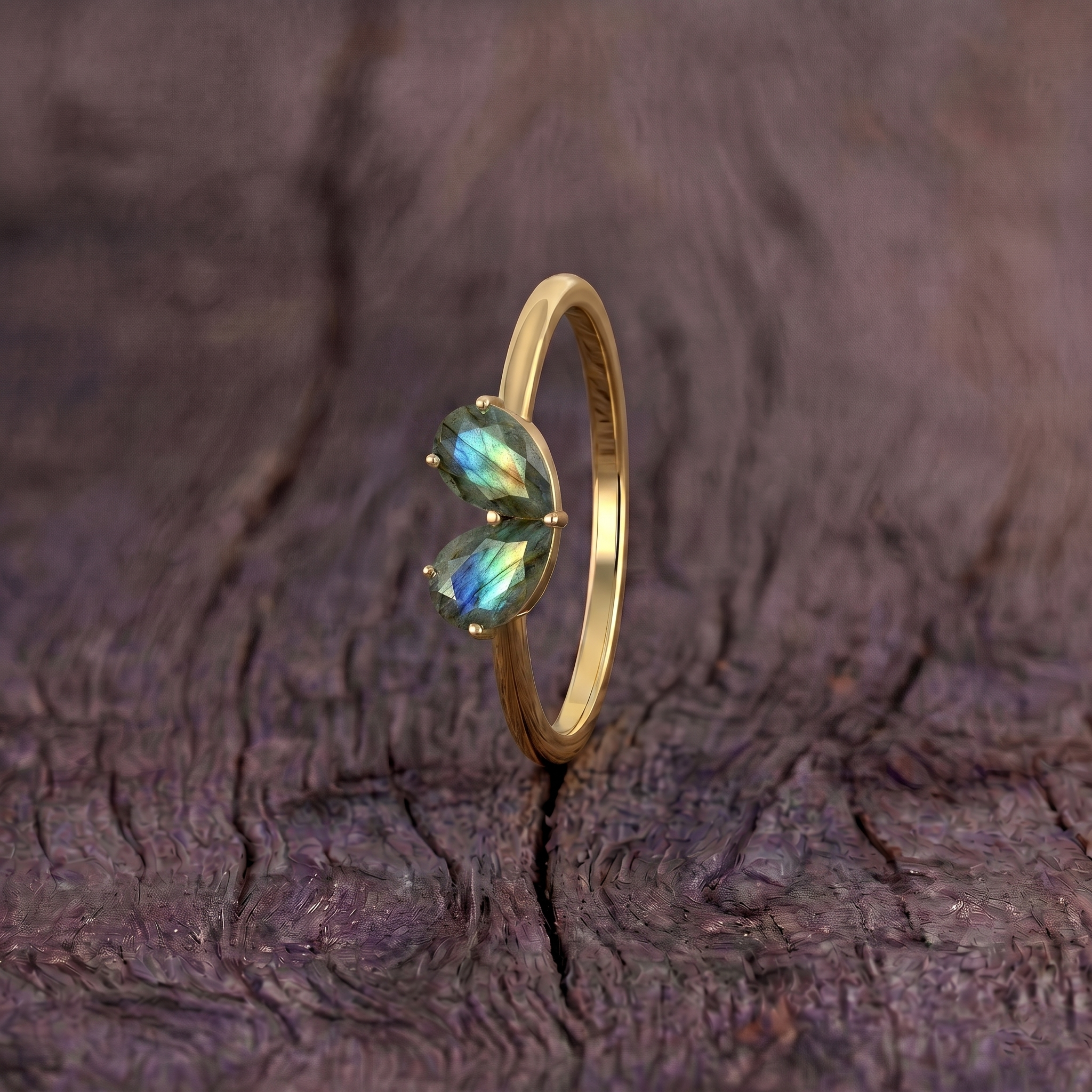 Natural Labradorite Ring for Women, Pear Cut Fine Jewelry, Handmade Sterling Silver Ring, Gemstone Gift, Blue Flash Ring, Elegant Jewelry, Anniversary Gift