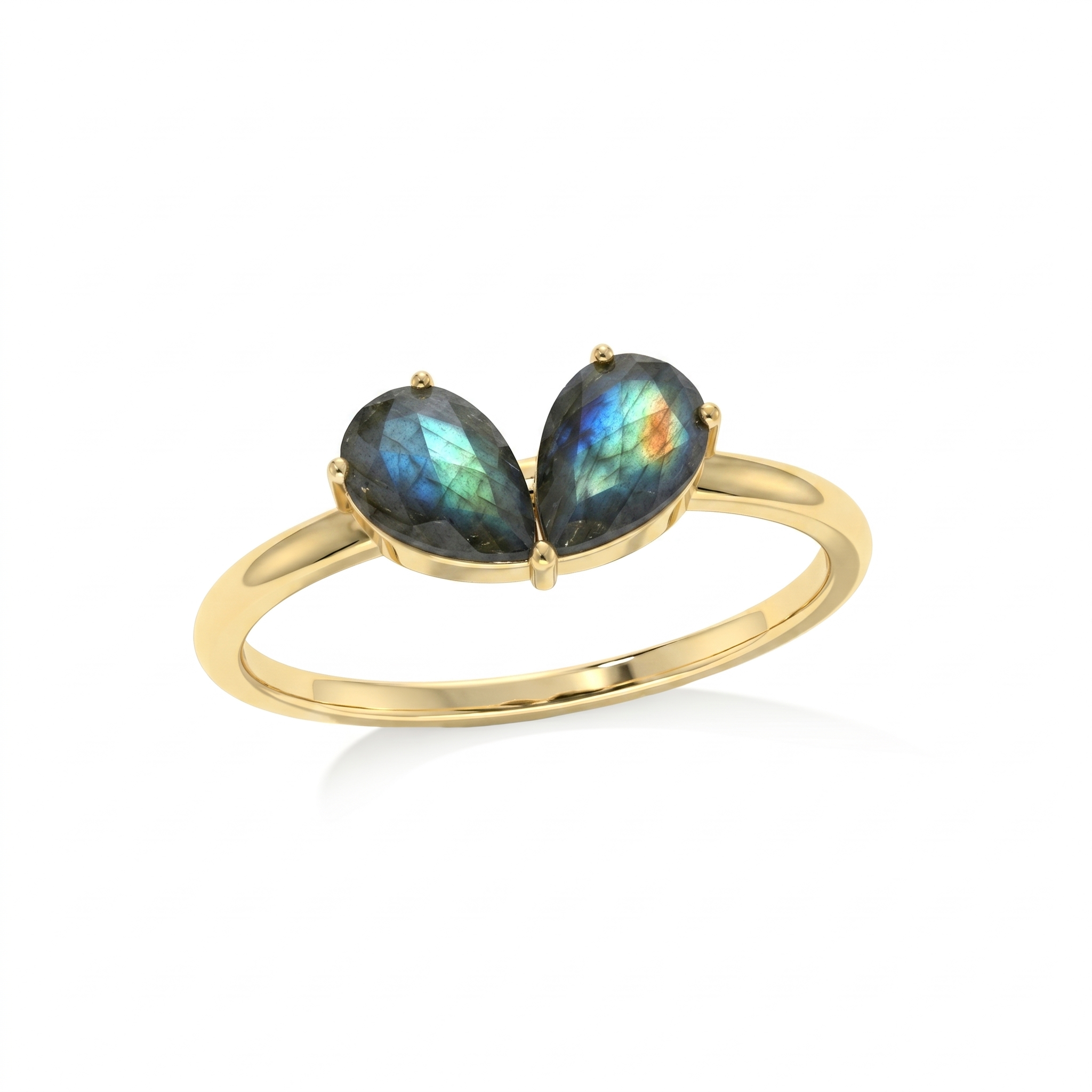 Pear Cut Natural Labradorite Ring, Sterling Silver Handmade Jewelry, Blue Flash Gemstone, Women's Fine Ring, Unique Gift for Her, Everyday Jewelry, Crystal Ring