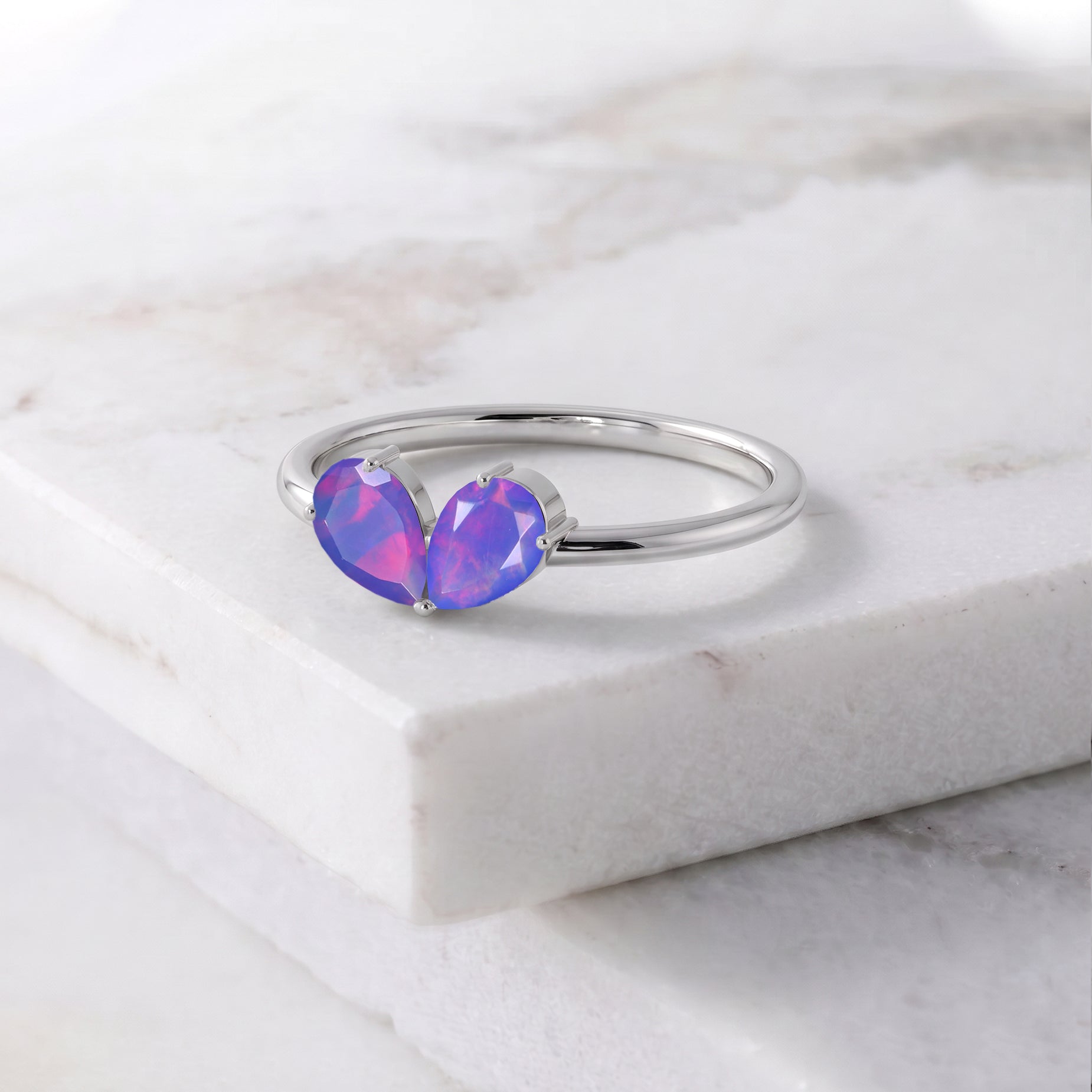 Lavender Opal Promise Ring, Pear Shape Ring, Handmade Sterling Silver Jewelry, Gold Filled Ring, Dainty Jewelry, Luxury Ring, Birthday Gift