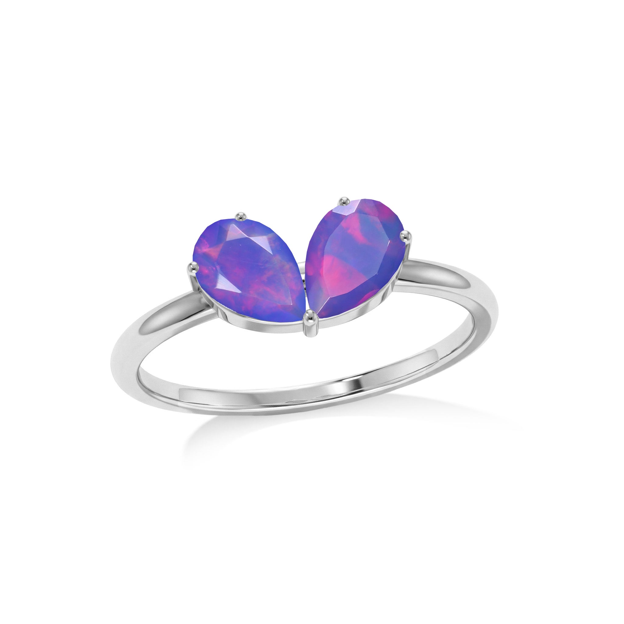 Pear Cut Lavender Opal Jewelry, Natural Gemstone Ring, Sterling Silver Ring, Yellow Gold Filled Ring, Promise Jewelry, Luxury Gift, Women's Accessory