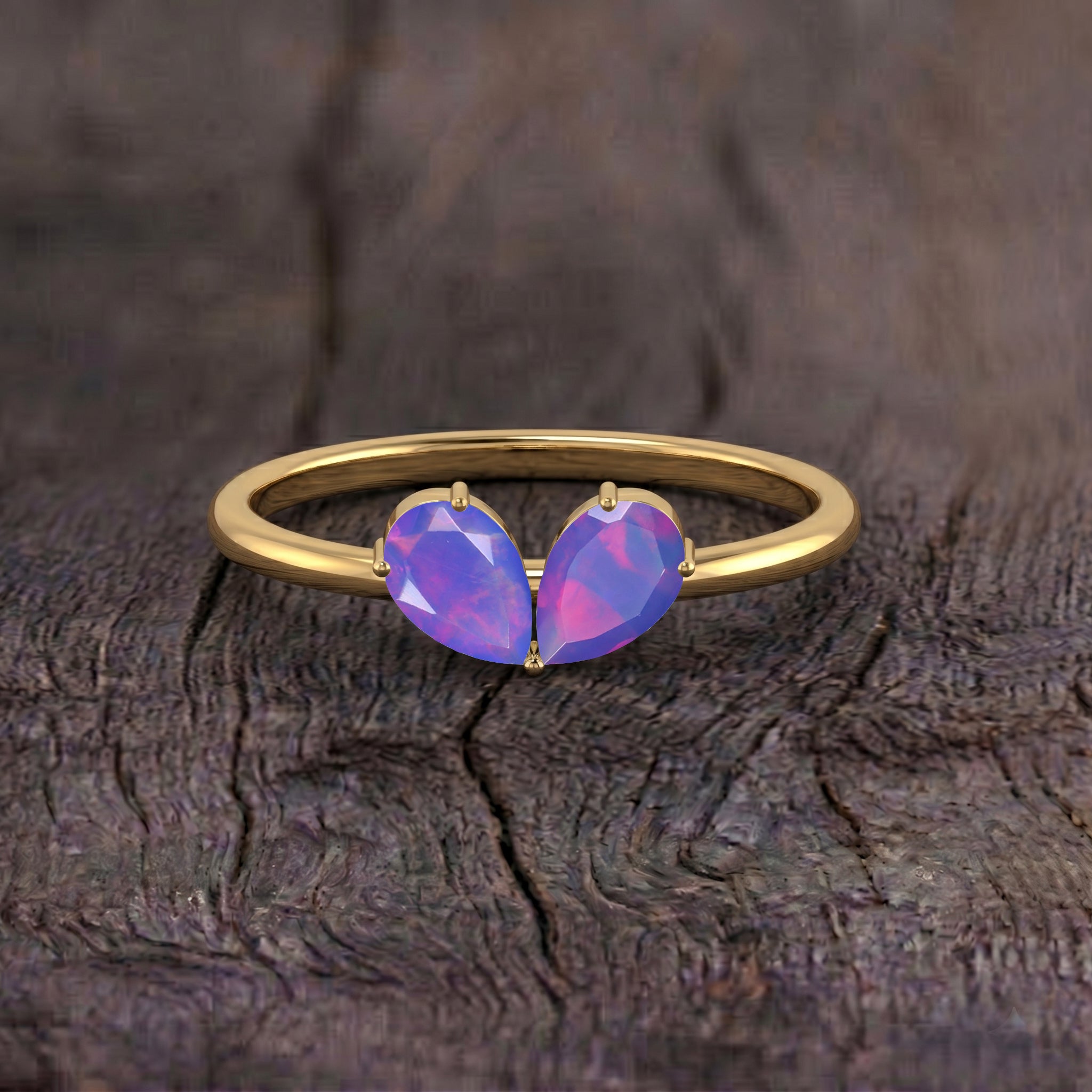 Lavender Opal Solitaire Ring, Pear Cut Jewelry, Handmade Sterling Silver Ring, Gold Filled Jewelry, Elegant Ring, Anniversary Jewelry, Fine Jewelry