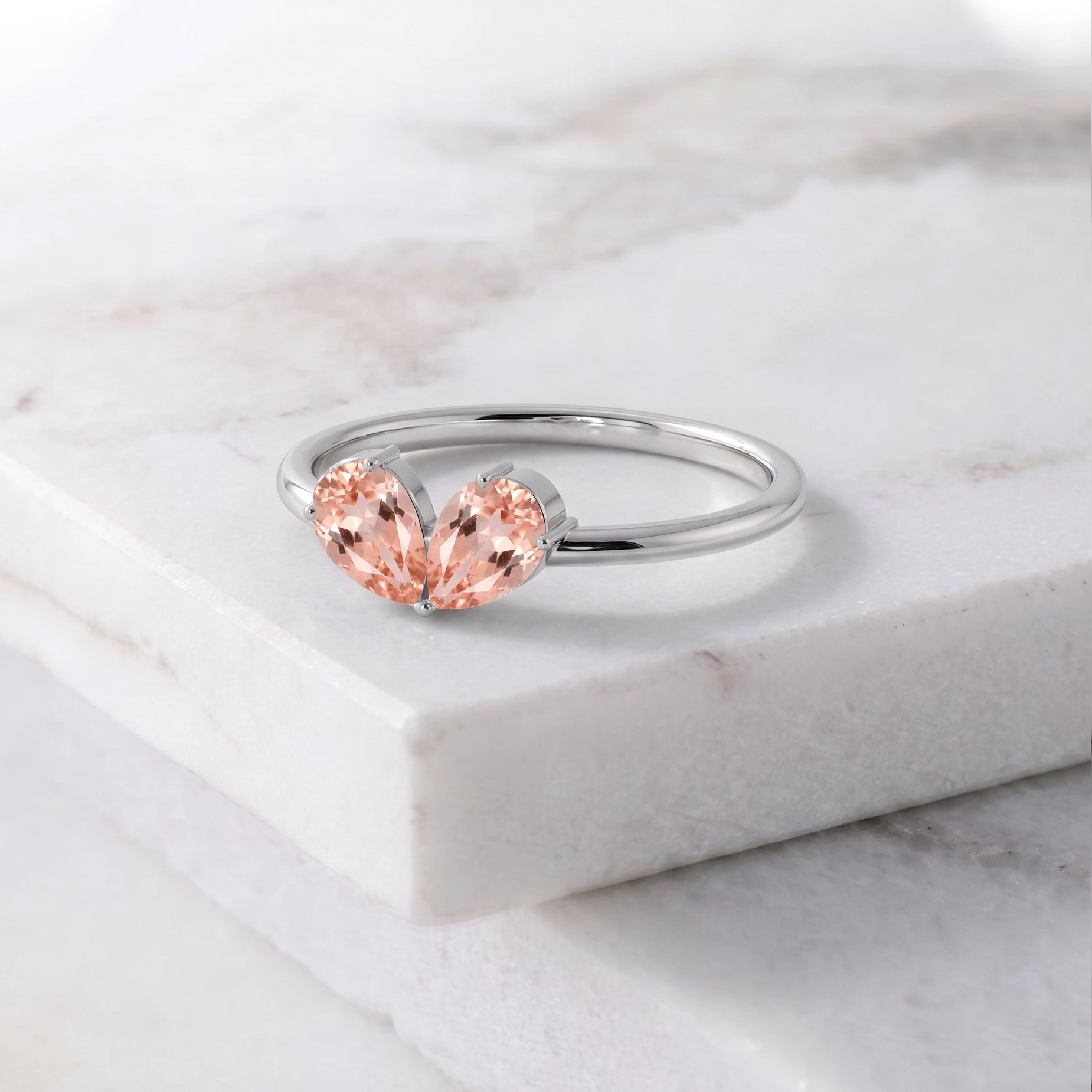 Morganite Engagement Ring, Pear Shape Morganite Ring, Handmade Sterling Silver Ring, Bridal Jewelry, Promise Ring, Luxury Ring, Gift for Her