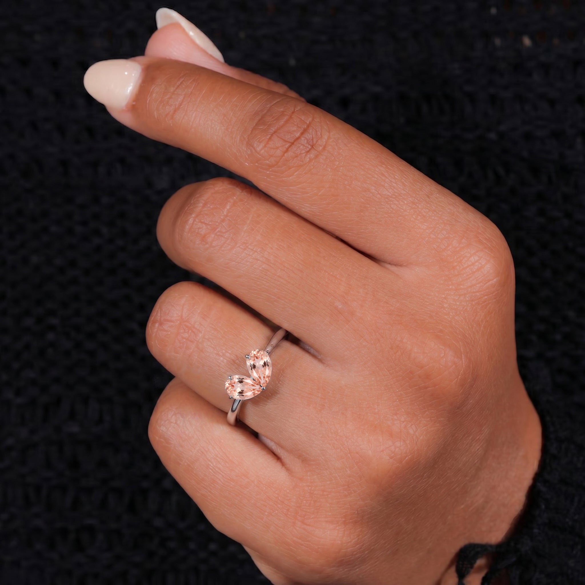Morganite Ring for Women, Pear Stone Ring, Handmade Sterling Silver Jewelry, Everyday Ring, Minimalist Jewelry, Anniversary Ring, Gemstone Ring