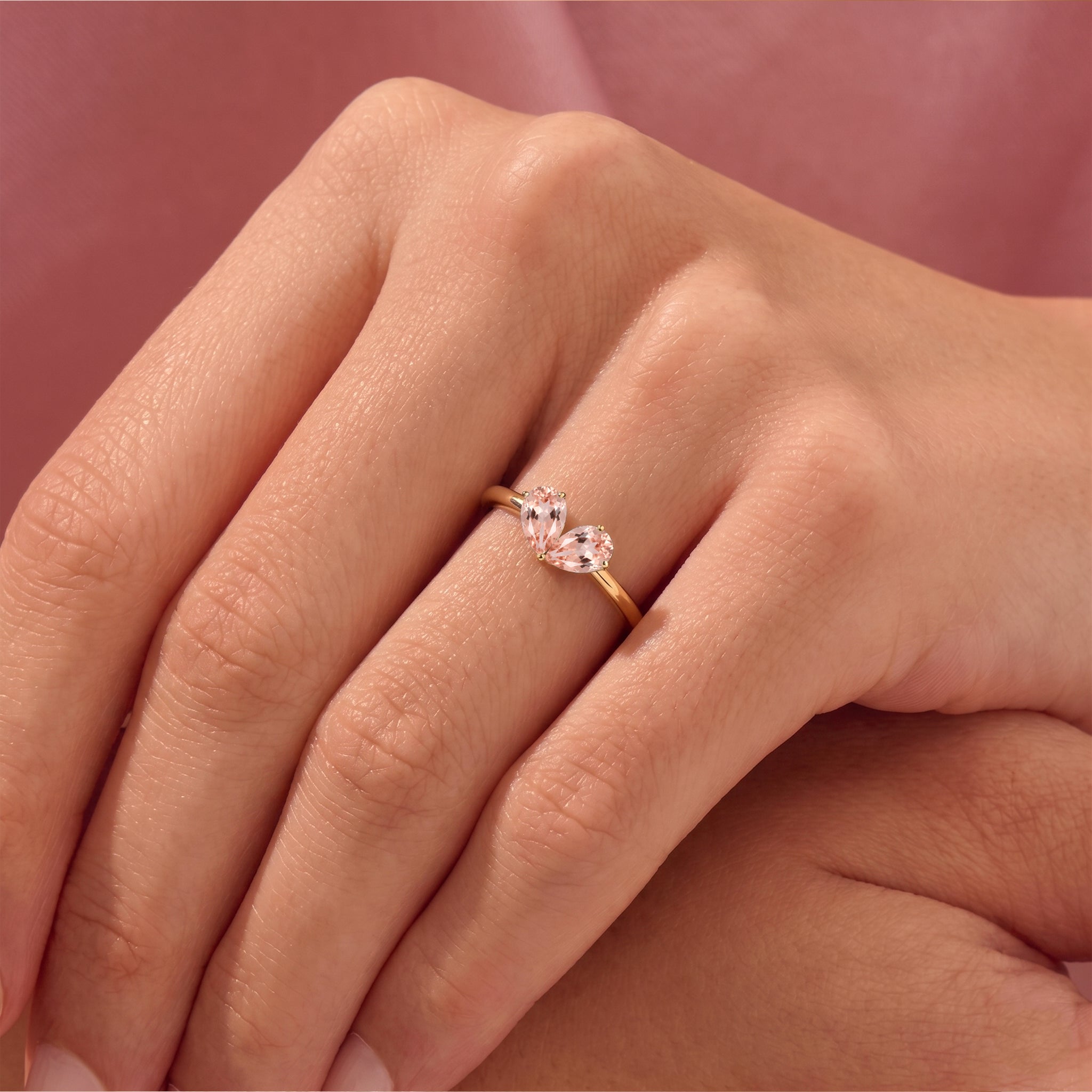 Pear Cut Morganite Jewelry, Lab Gemstone Ring, Sterling Silver Ring, Dainty Ring, Gift for Her, Handmade Fine Jewelry, Anniversary Gift