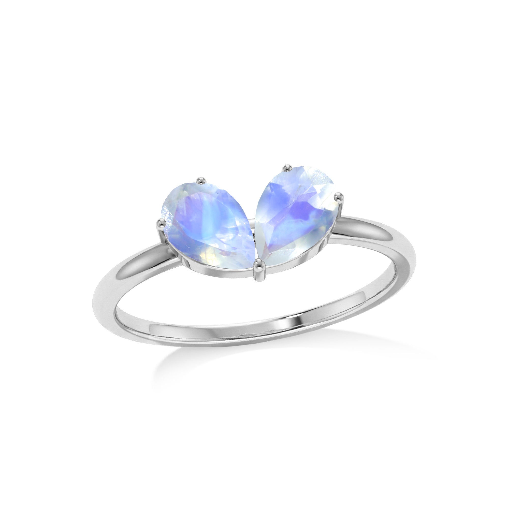 Moonstone Gemstone Pear Cut Handmade Minimalist Ring for Women