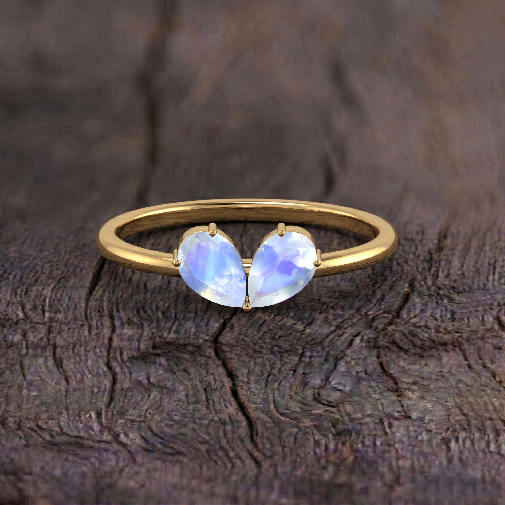 Moonstone Gemstone Pear Cut Handmade Minimalist Ring for Women