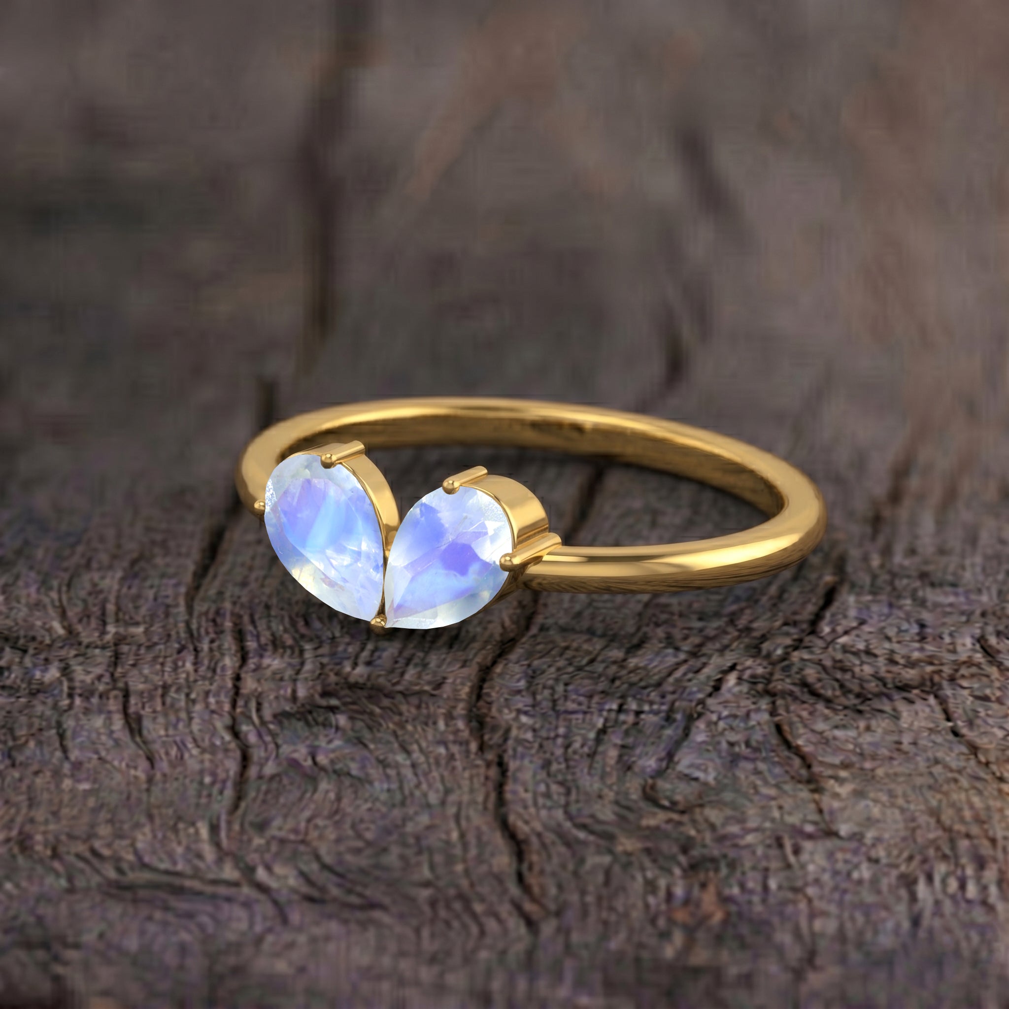 Moonstone Gemstone Pear Cut Handmade Minimalist Ring for Women