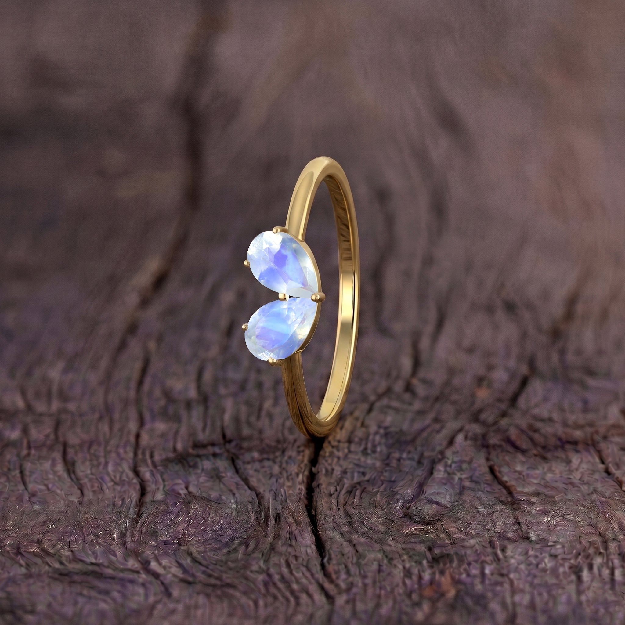 Moonstone Gemstone Pear Cut Handmade Minimalist Ring for Women