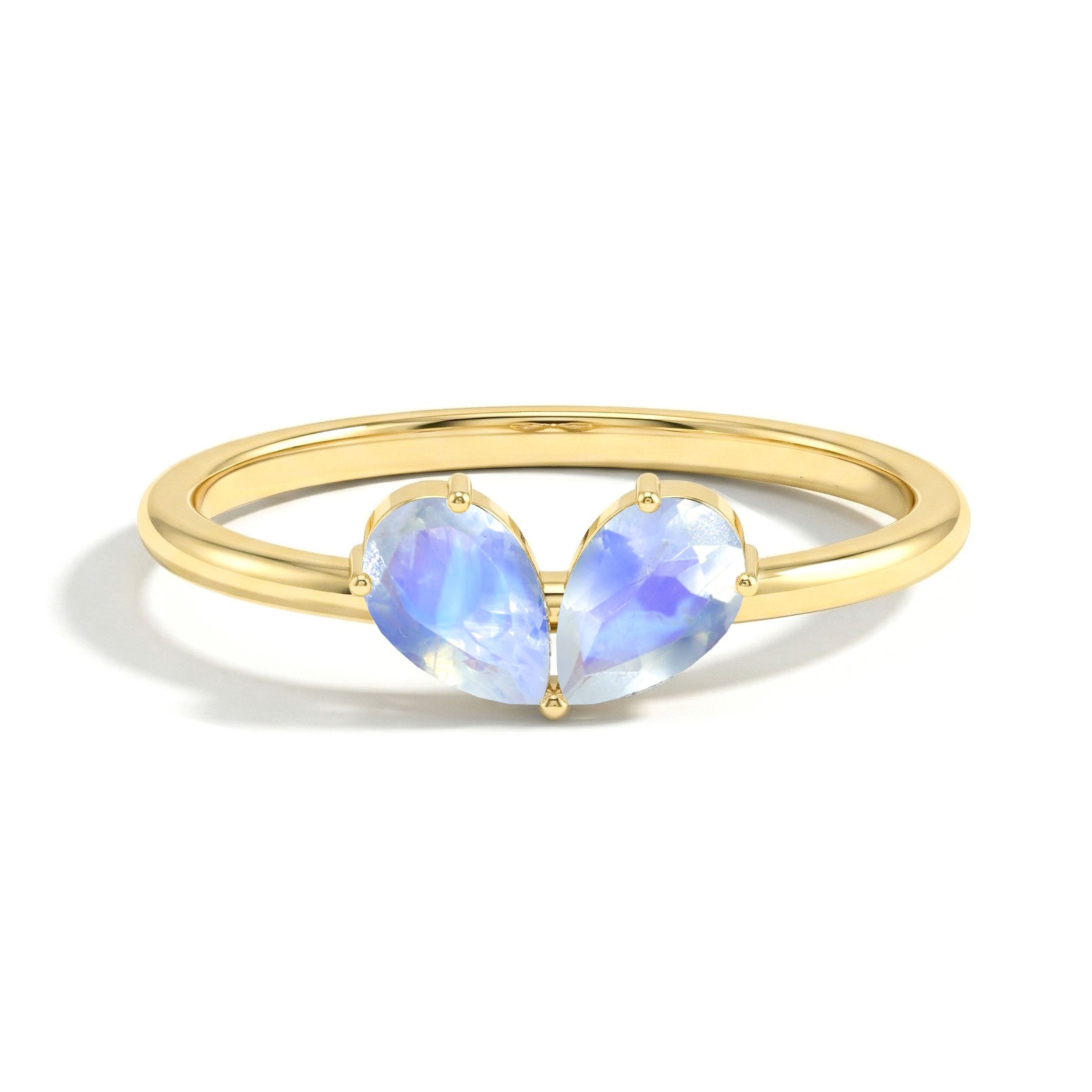 Moonstone Gemstone Pear Cut Handmade Minimalist Ring for Women