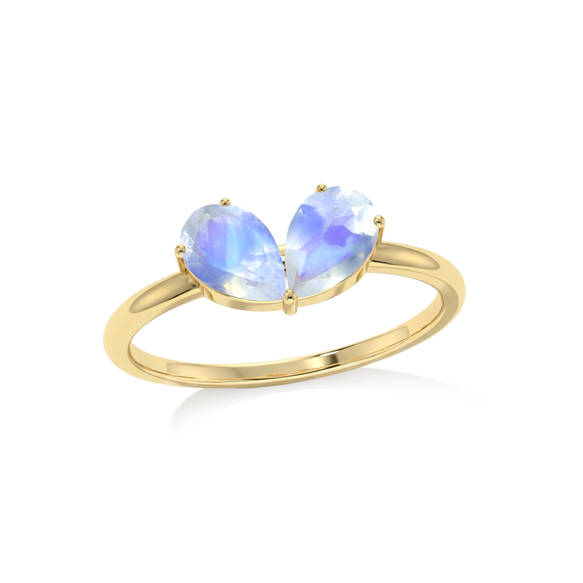 Moonstone Gemstone Pear Cut Handmade Minimalist Ring for Women