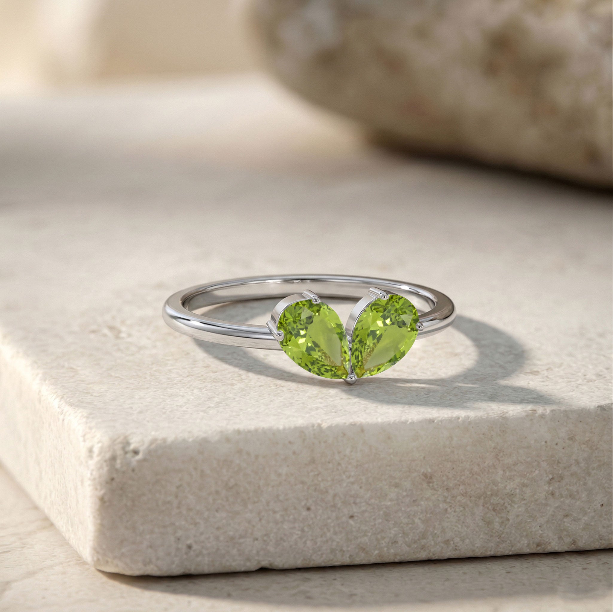 Pear Cut Peridot Ring, Peridot Ring for Women, Sterling Silver Jewelry, Handmade Ring, Elegant Jewelry, Anniversary Gift, Gemstone Ring