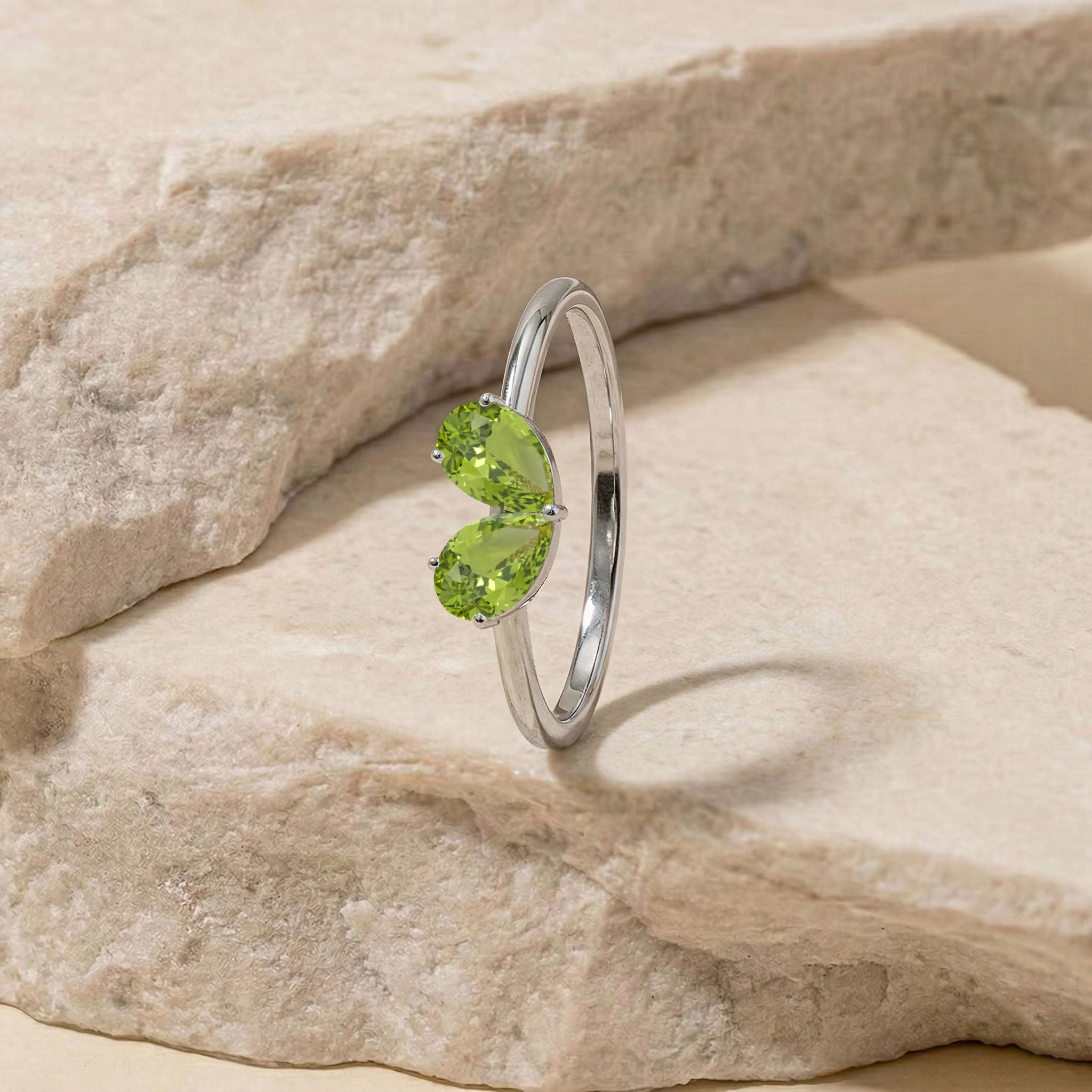 Natural Peridot Jewelry, Pear Gemstone Ring, Sterling Silver Ring, Dainty Jewelry, Birthday Gift, Handmade Ring, Elegant Jewelry