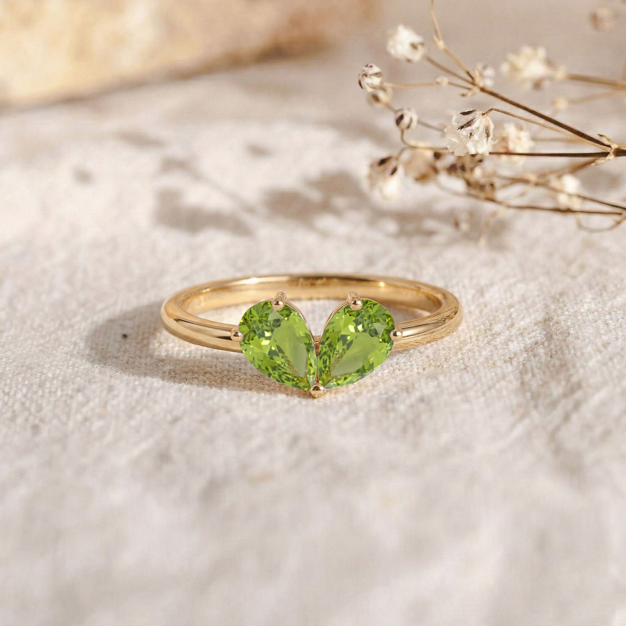 Peridot Anniversary Ring, Pear Cut Gemstone Ring, Sterling Silver Jewelry, Handmade Jewelry, Fashion Ring, Women's Ring, Luxury Gift