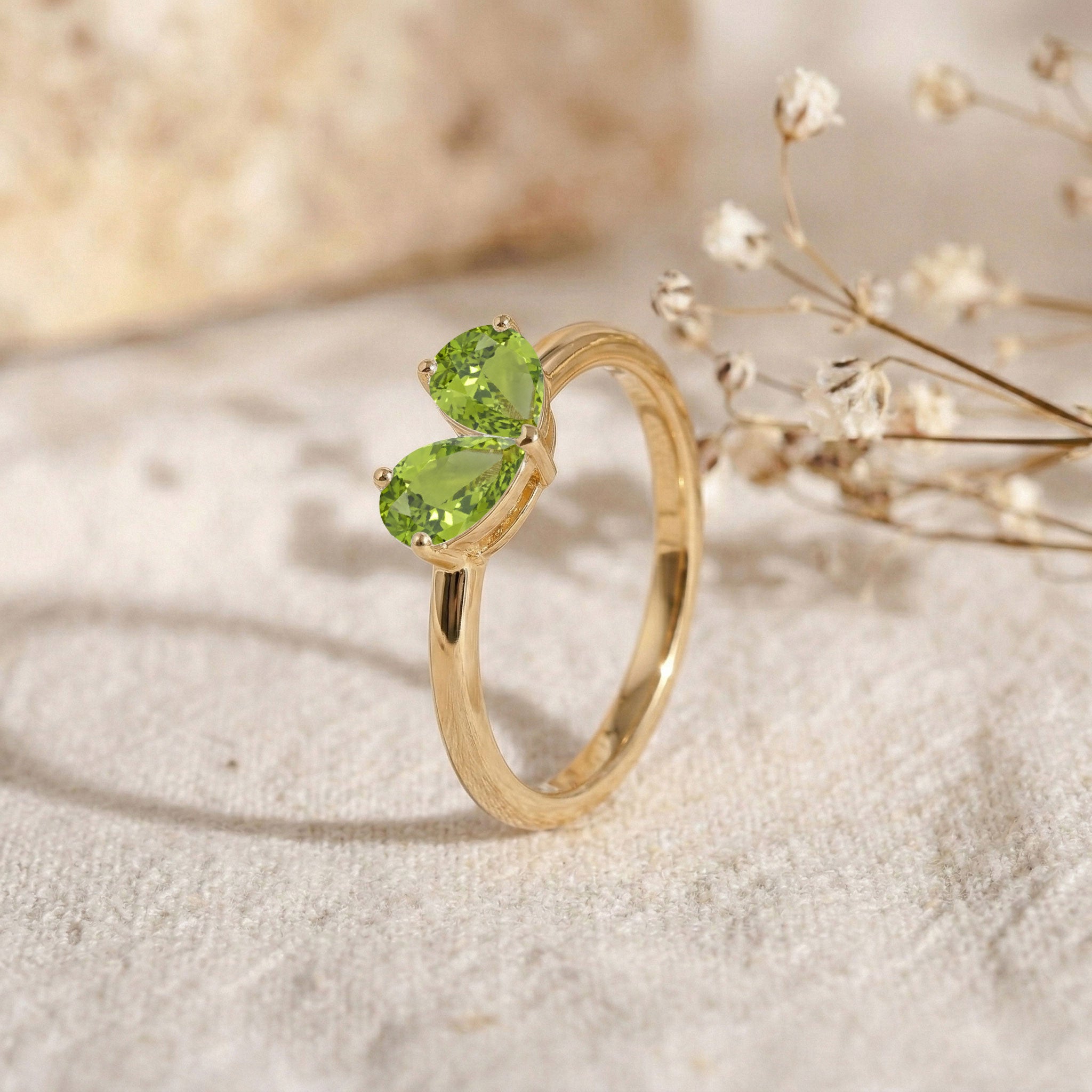 Natural Peridot Pear Jewelry, Sterling Silver Promise Ring, Pear Gemstone Ring, Women's Jewelry, Elegant Gift, Handmade Ring, Fine Jewelry