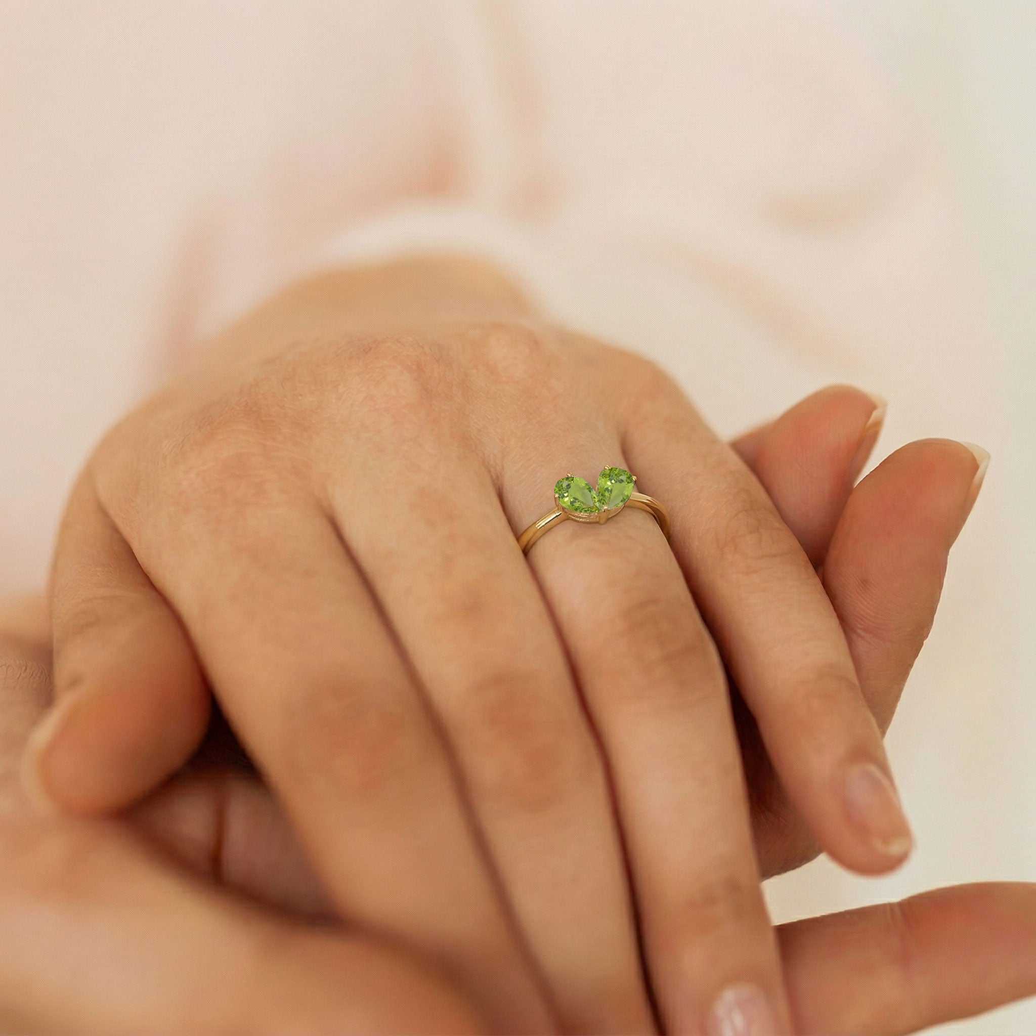 Peridot Bridal Ring, Pear Gemstone Jewelry, Handmade Ring, Sterling Silver Jewelry, Elegant Women's Ring, Fine Jewelry, Gift for Her