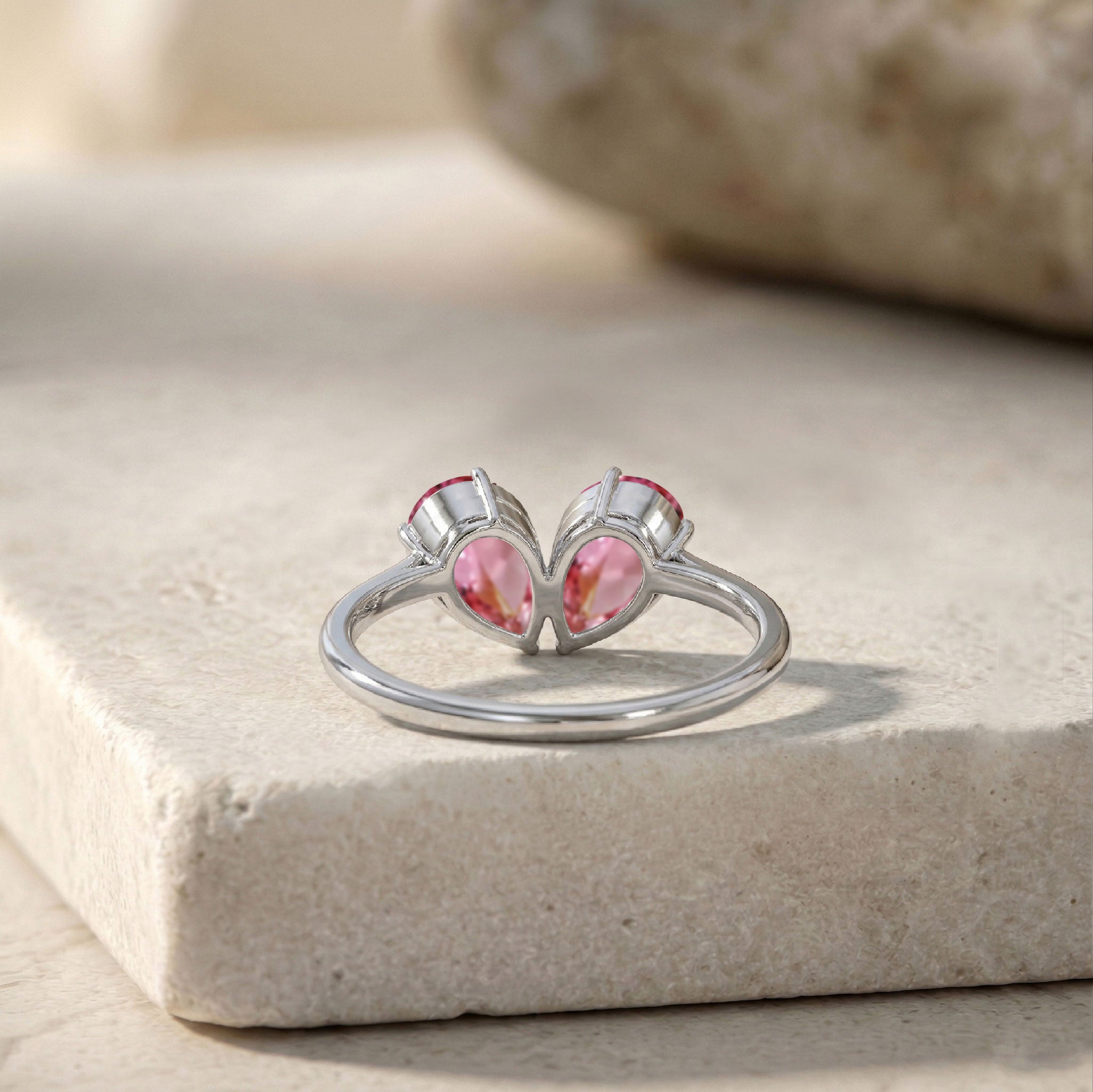 Pink Tourmaline Promise Ring, Pear Gemstone Ring, Sterling Silver Band, Handmade Jewelry, Bridal Ring, Gift for Women, Fine Jewelry