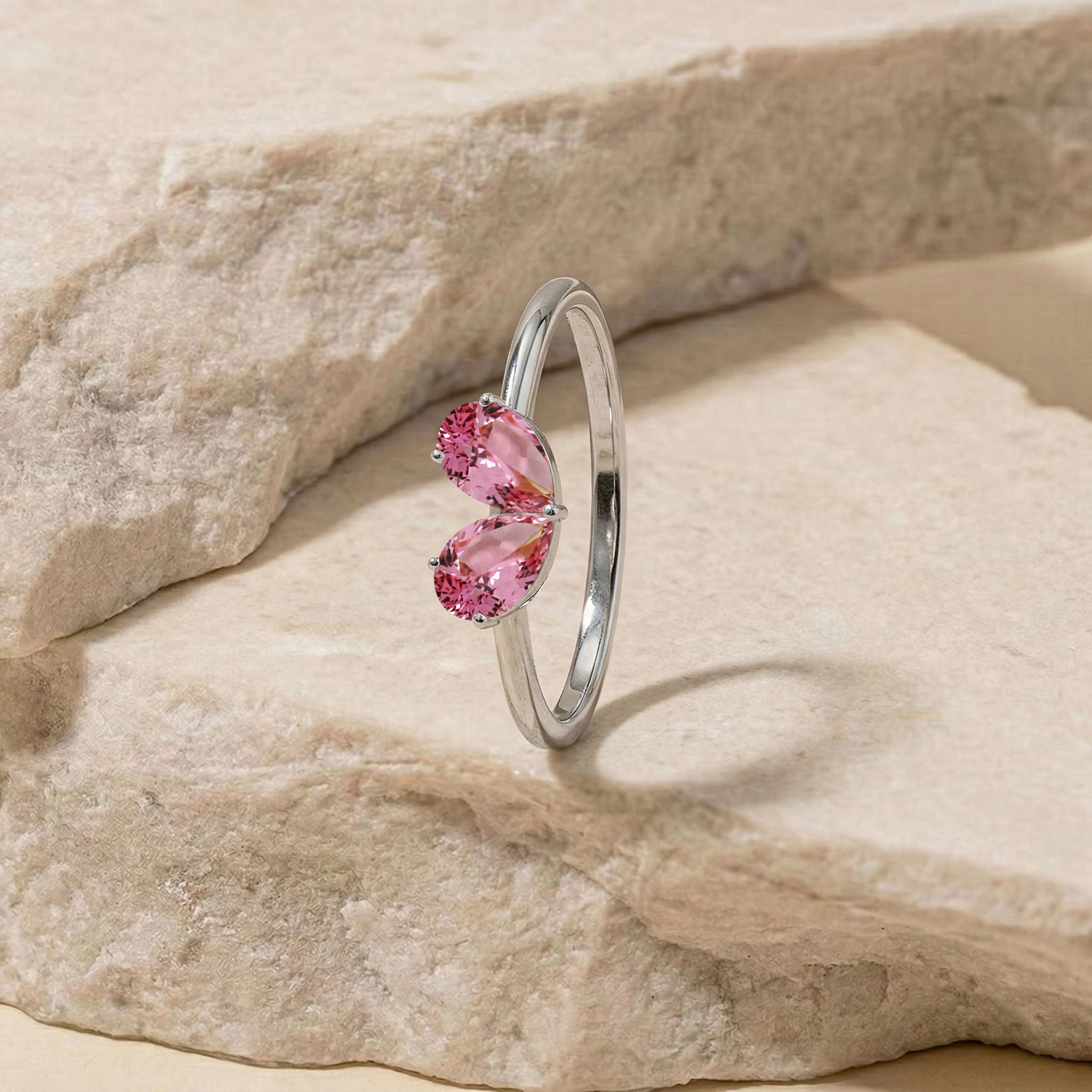 Pink Tourmaline Ring for Women, Pear Stone Ring, Handmade Sterling Silver Jewelry, Everyday Ring, Minimalist Jewelry, Anniversary Ring, Luxury Ring