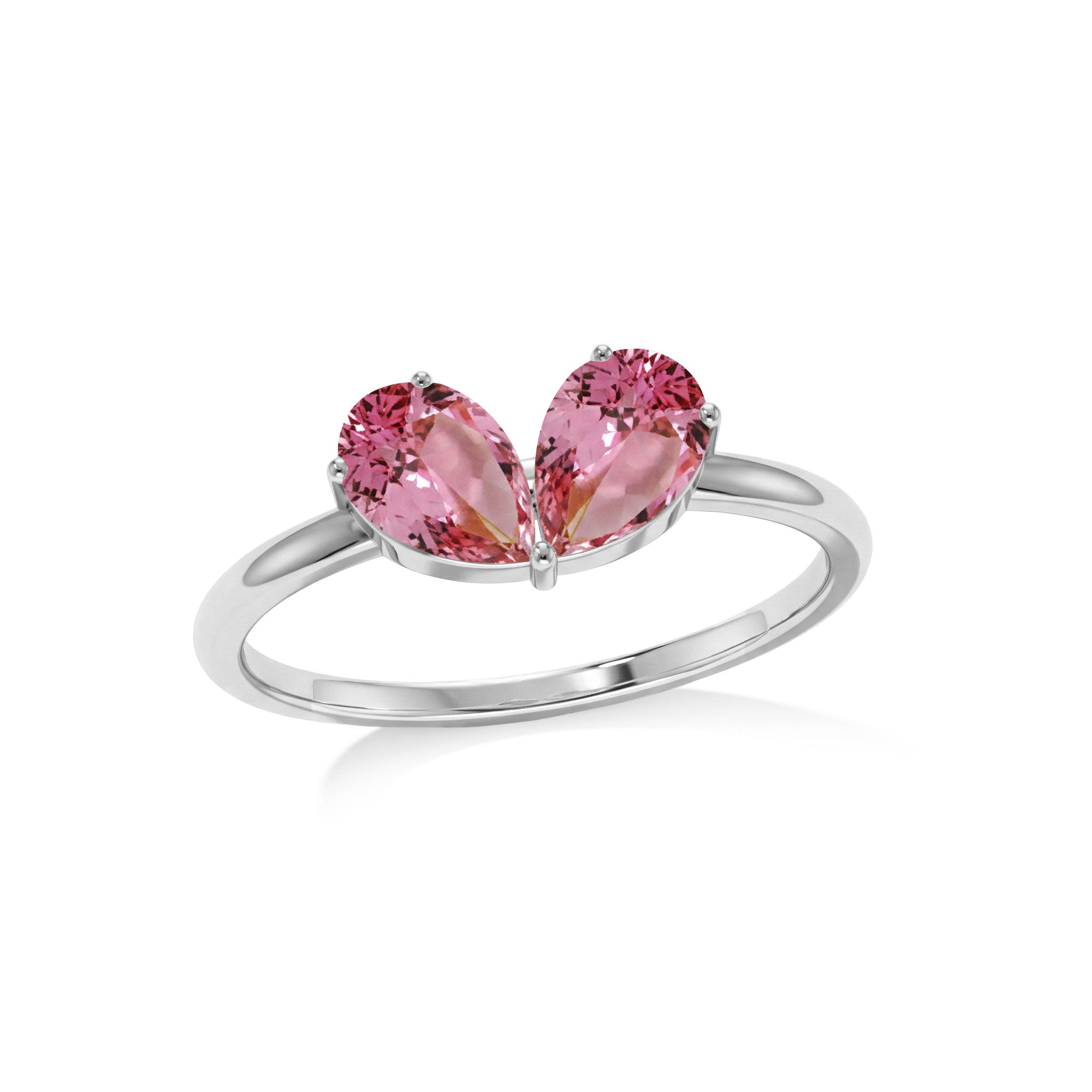 Pear Cut Lab Pink Tourmaline Ring, Pink Tourmaline Jewelry, Sterling Silver Ring, Handmade Ring, Women's Jewelry, Anniversary Gift, Gemstone Ring