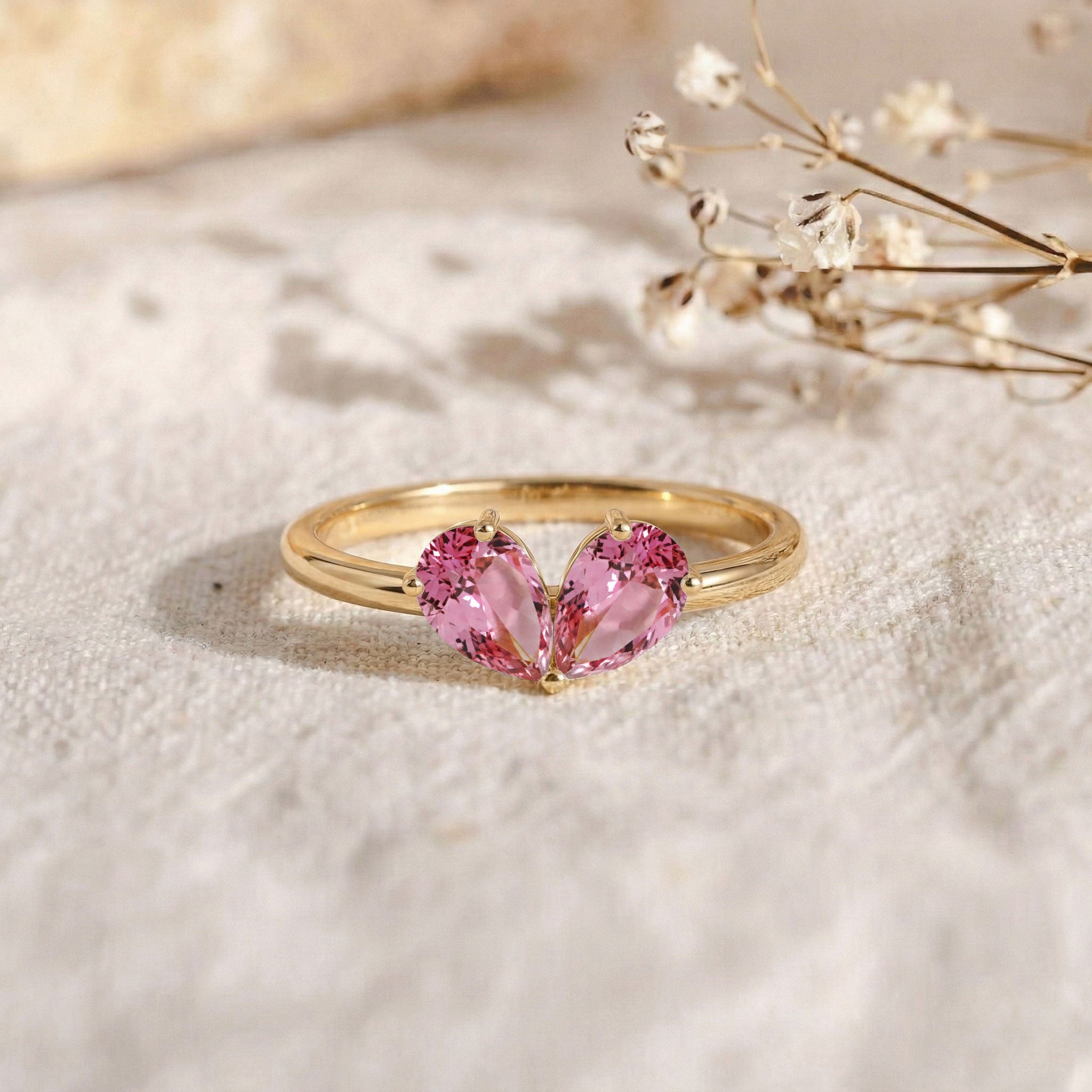Lab Pink Tourmaline Pear Jewelry, Sterling Silver Promise Ring, Pear Gemstone Ring, Women's Jewelry, Elegant Gift, Handmade Ring, Fine Jewelry